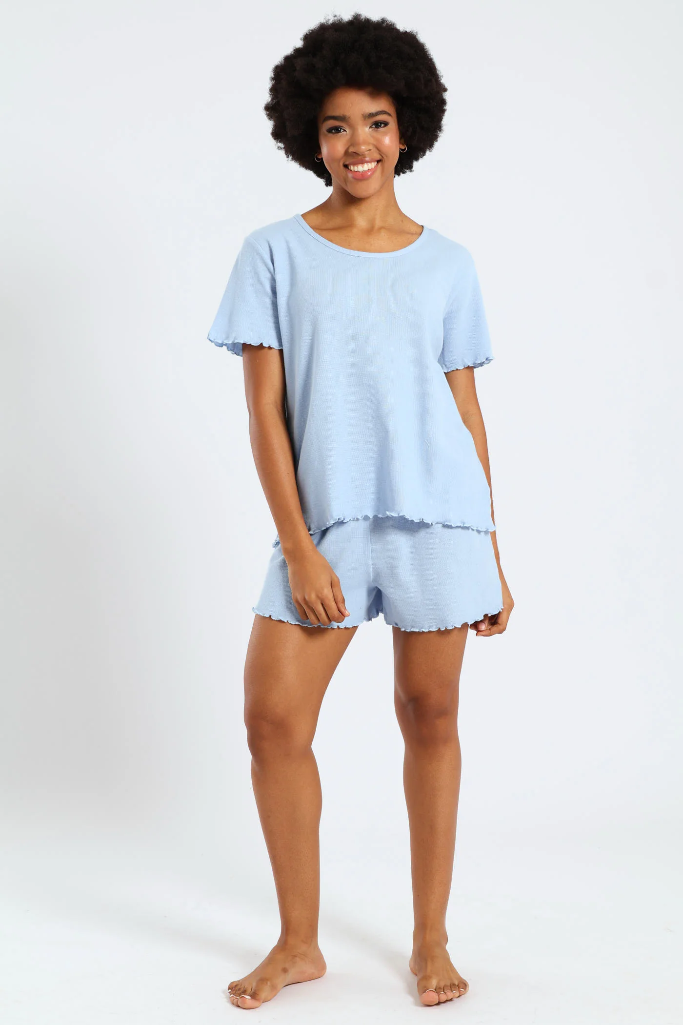 Waffle Knit Top - Blue - Image 6