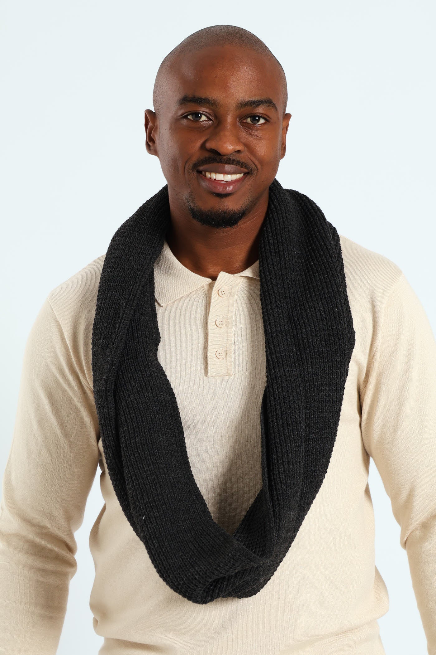 Waffle Snood Scarf - Charcoal - Image 2