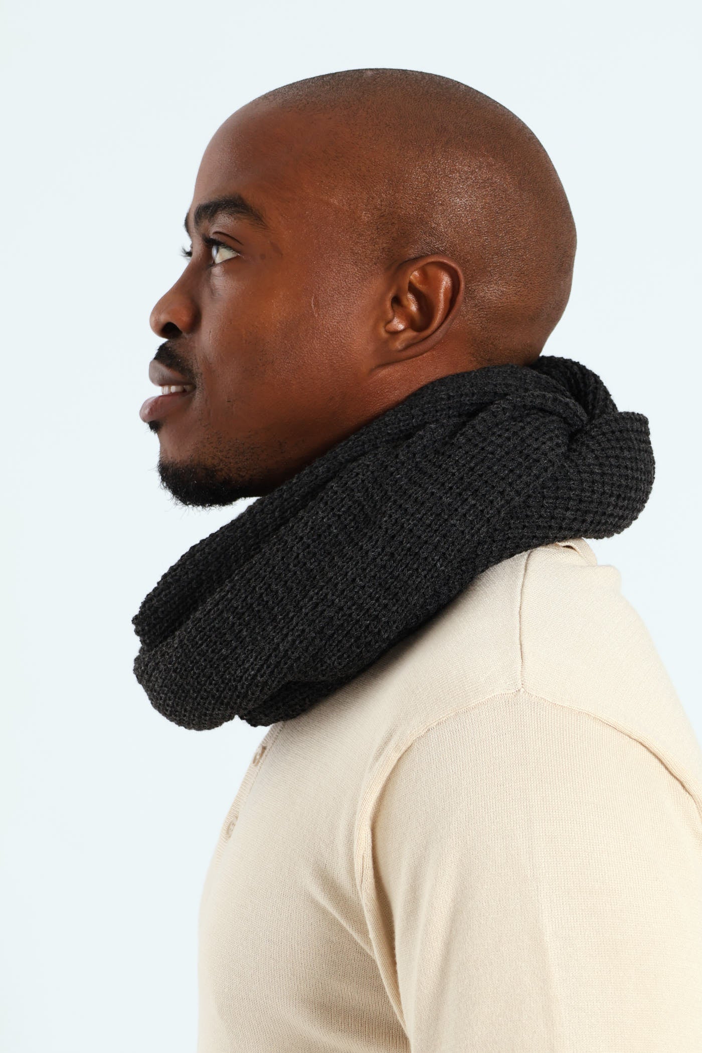 Waffle Snood Scarf - Charcoal - Image 3