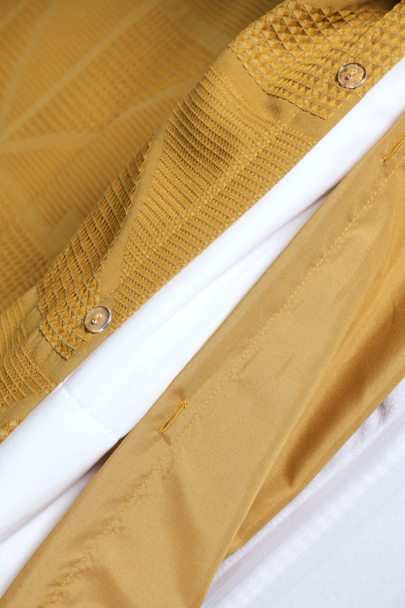 Waffle Square Textured Duvet Cover Set - Ochre - Image 4