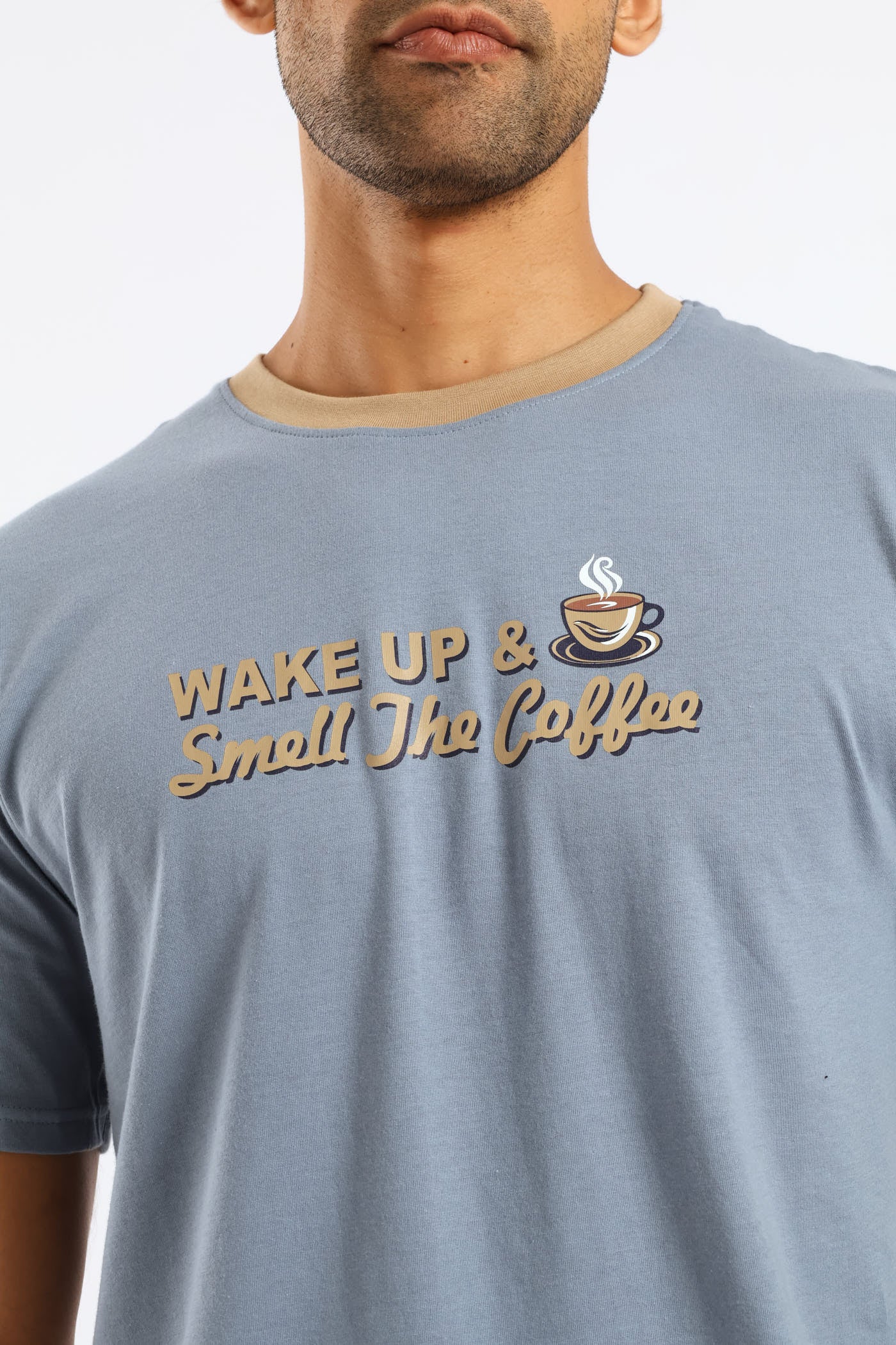 Wake Up & Smell Coffee Pyjama Tee - Blue - Image 2