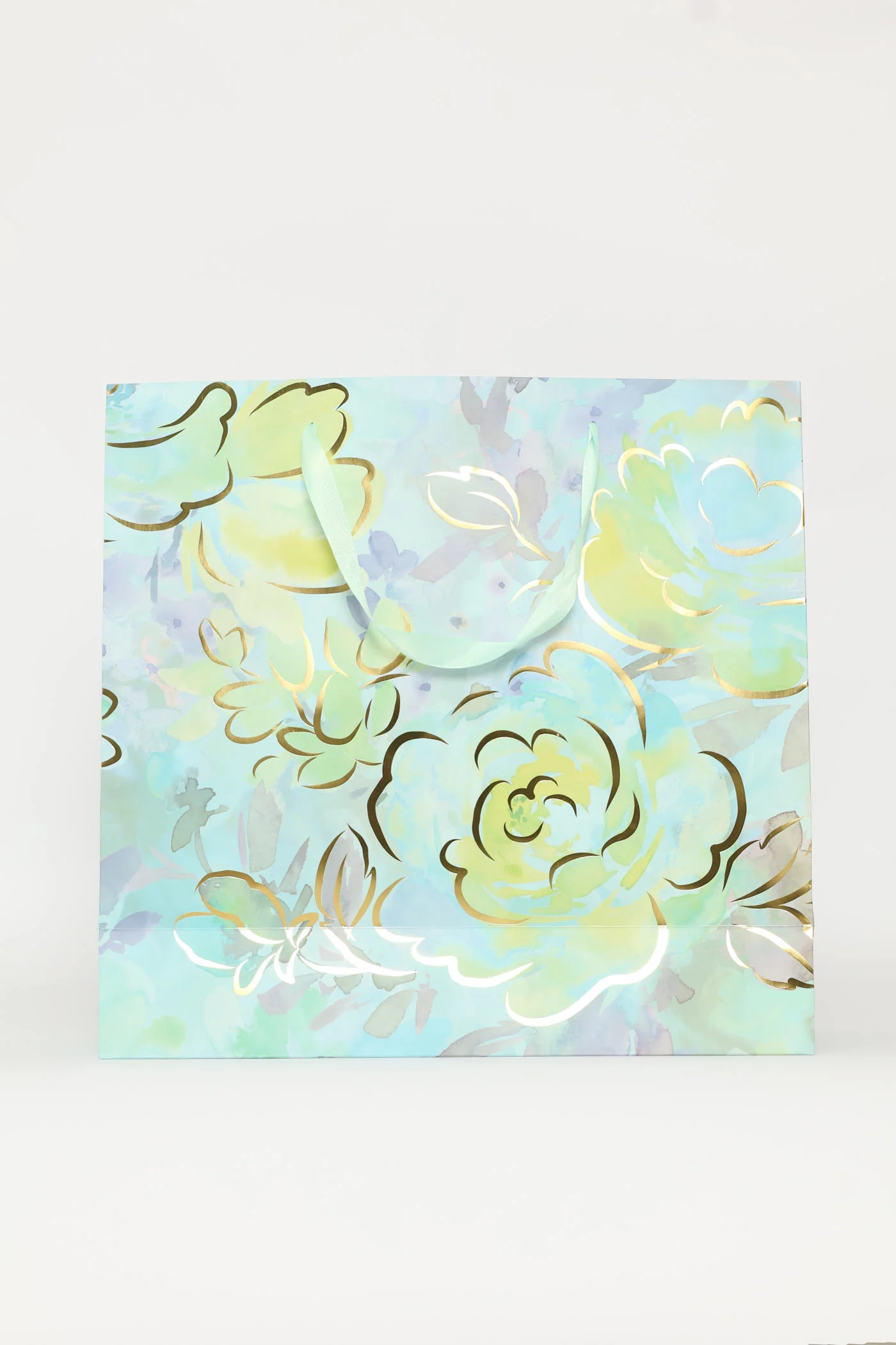 Water Colour Floral Foil Gift Bag - Light Blue - Image 2