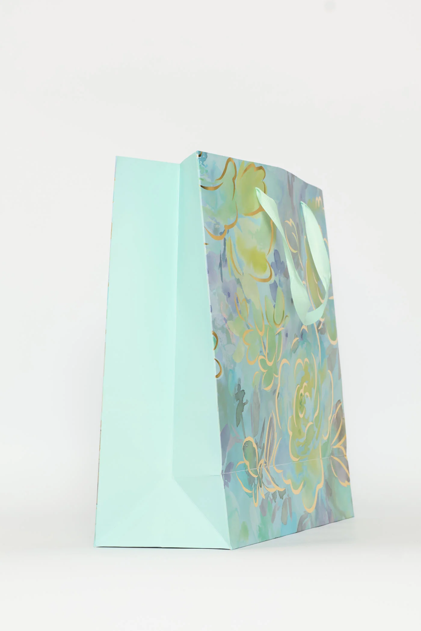 Water Colour Floral Foil Gift Bag - Light Blue - Image 3