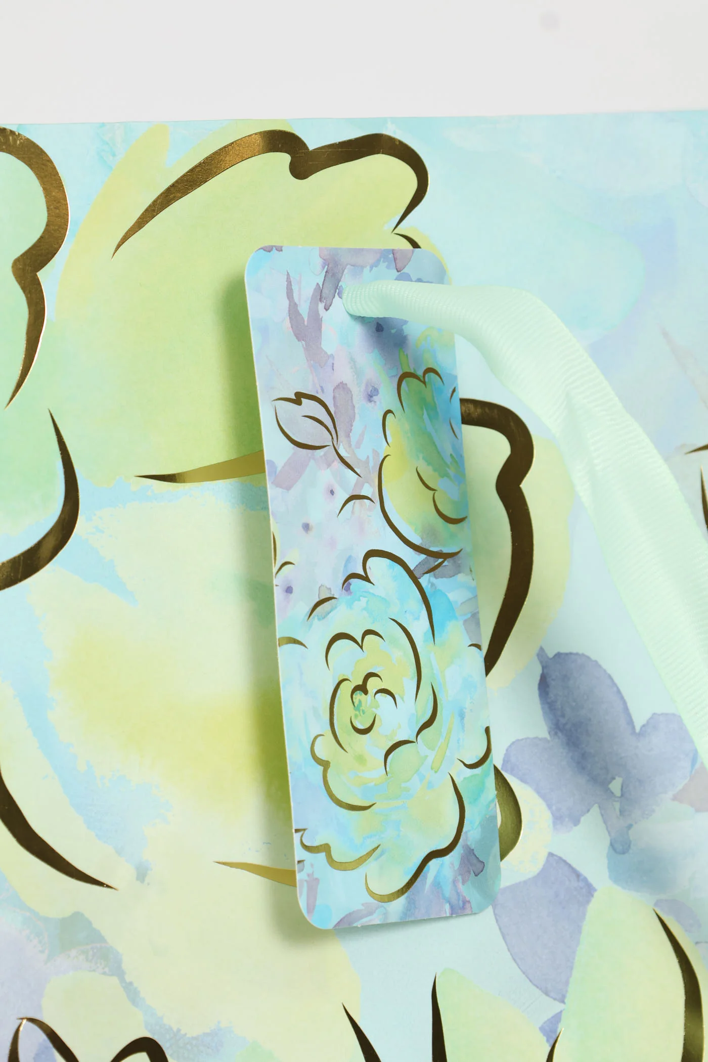 Water Colour Floral Foil Gift Bag - Light Blue - Image 4