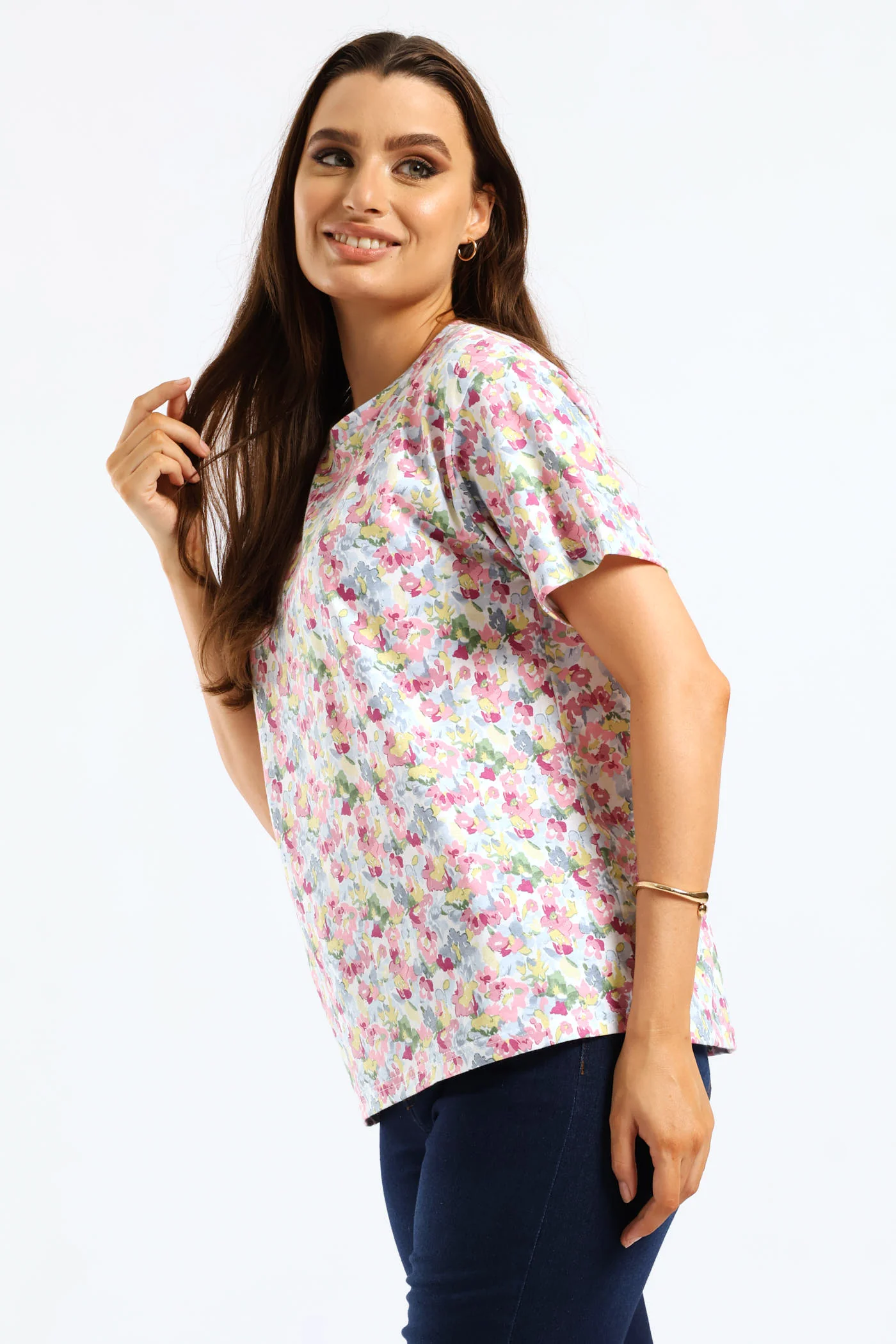 Watercolor Floral Print Tee - Multi - Image 3