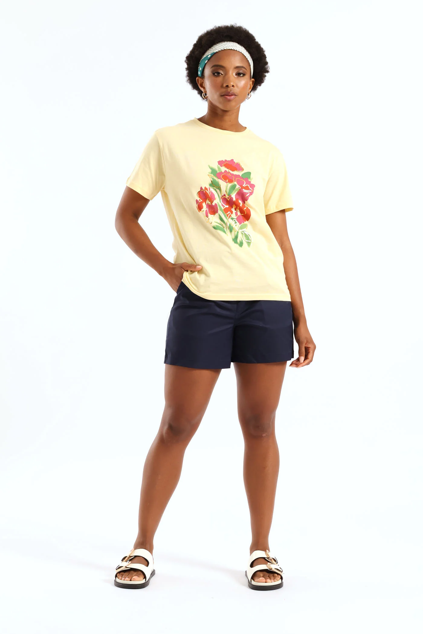 Watercolour Floral Foil Tee - Melon - Image 5