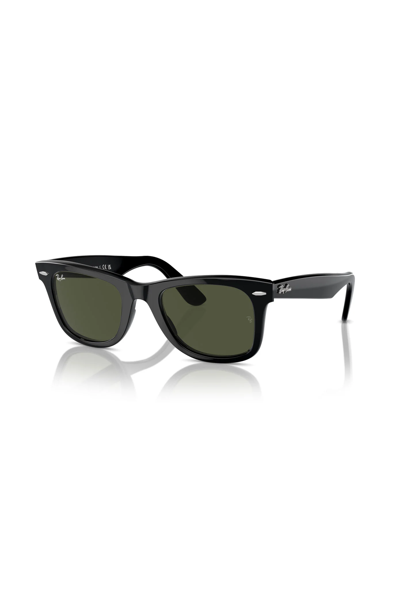 Wayfarer Green Lens Sunglasses - Black - Image 2
