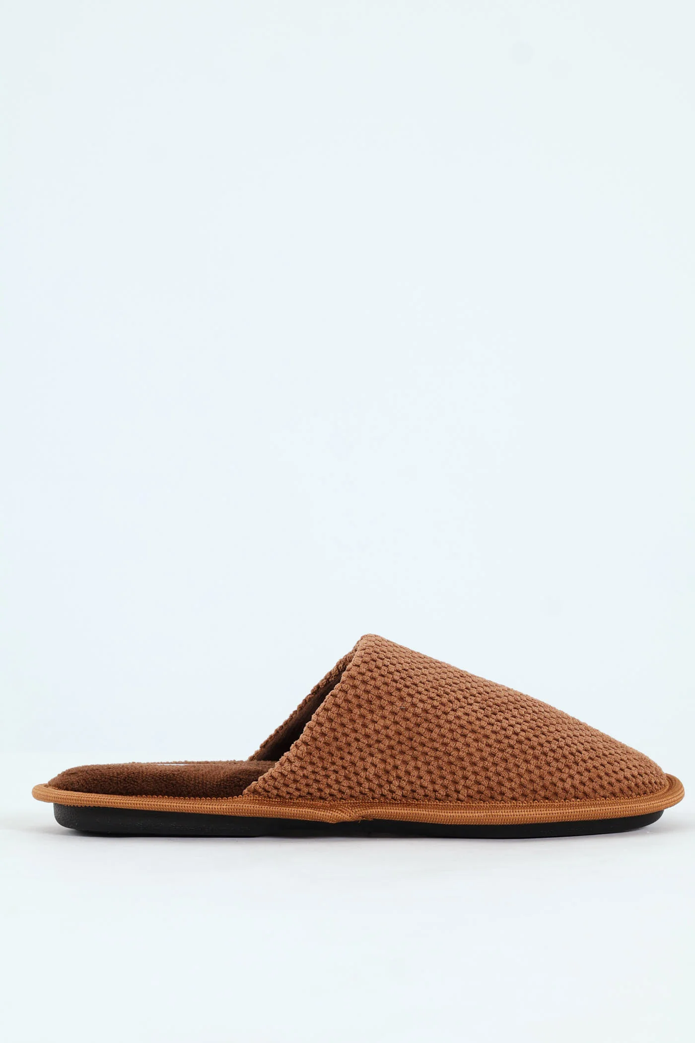 Weave Look Open Back Slipper - Brown - Image 3