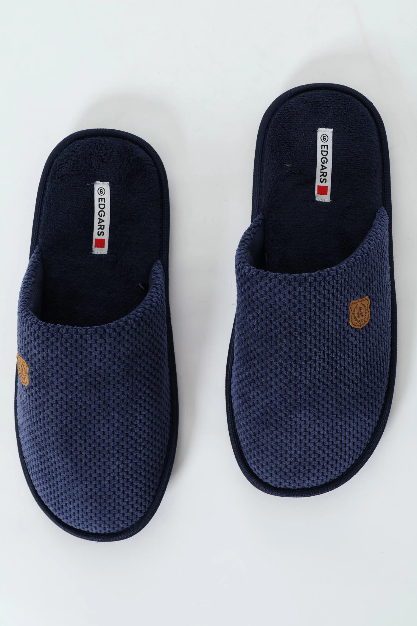 Weave Look Open Back Slipper - Navy - Image 2