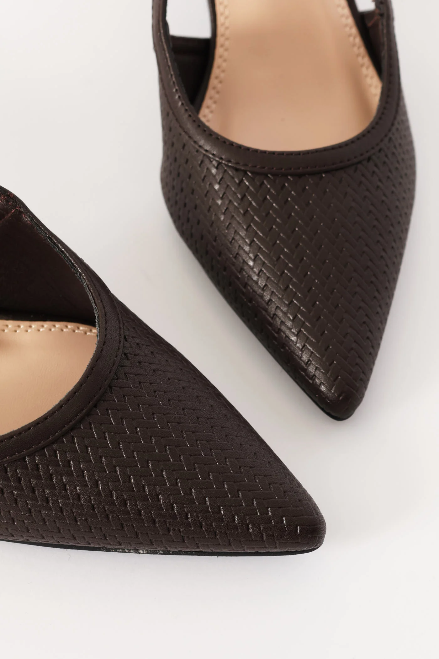 Weave Pointy Slingback Heel - Chocolate - Image 2