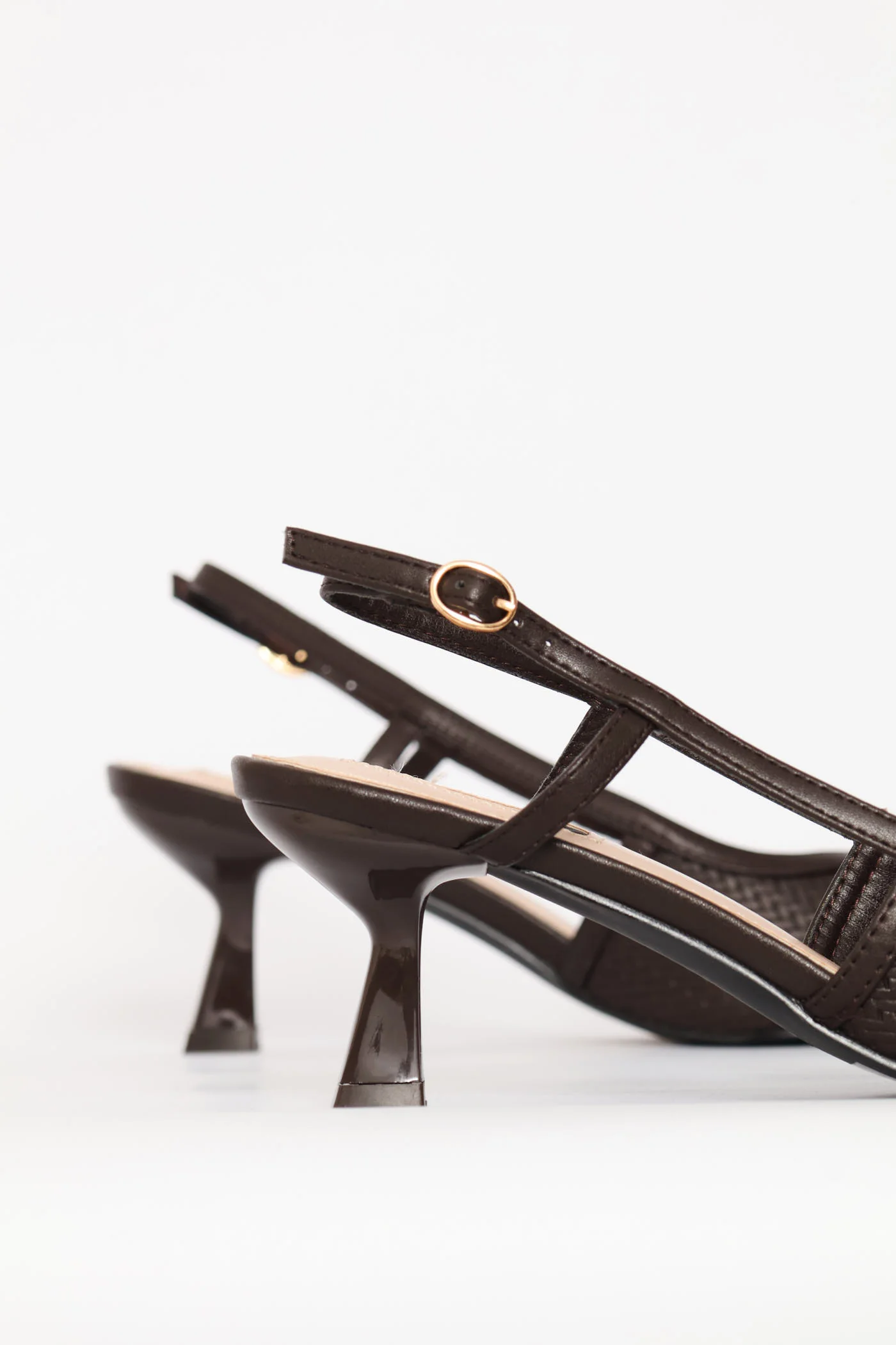 Weave Pointy Slingback Heel - Chocolate - Image 4