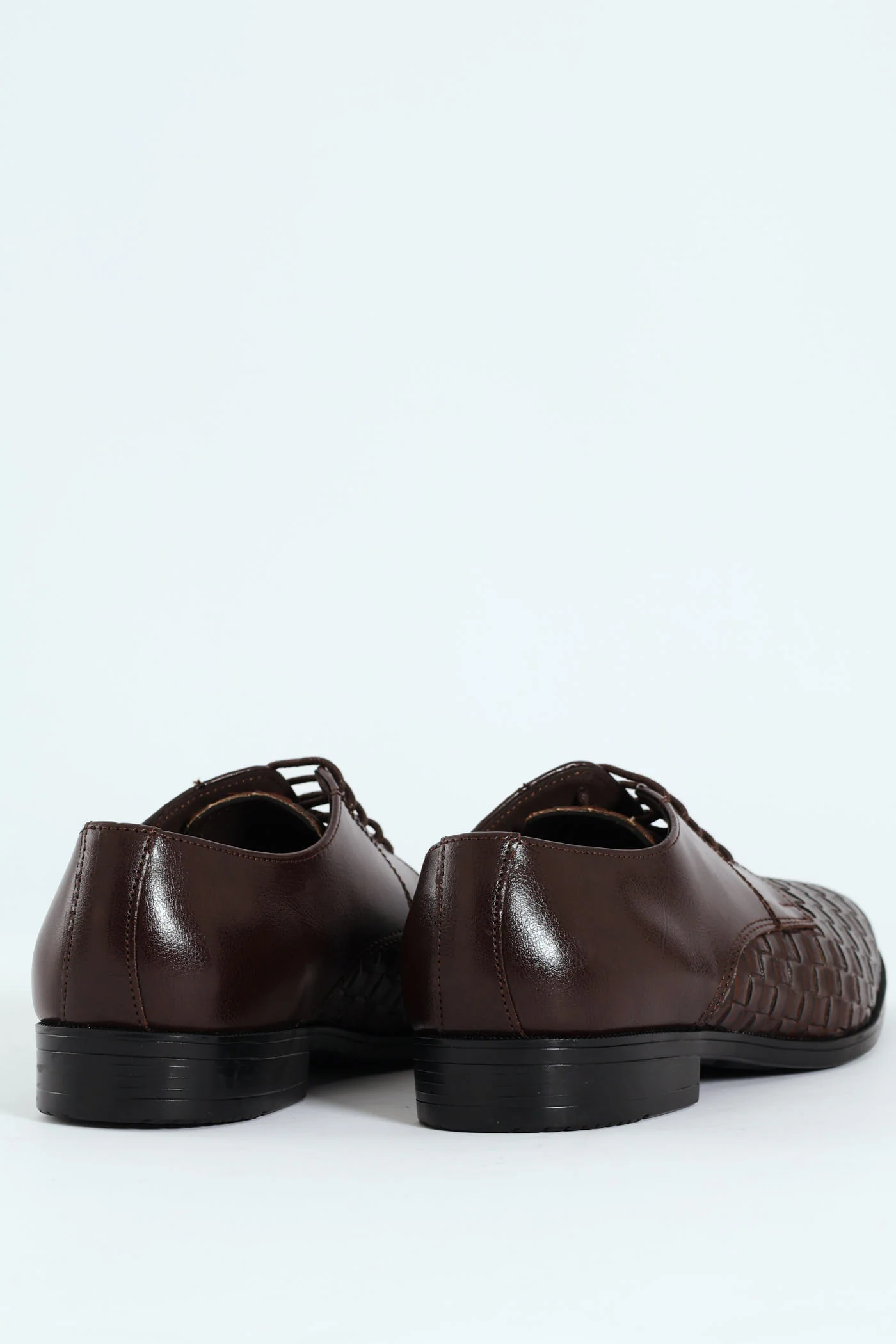 Weave Upper Lace Up Formal Shoe - Chocolate - Image 4