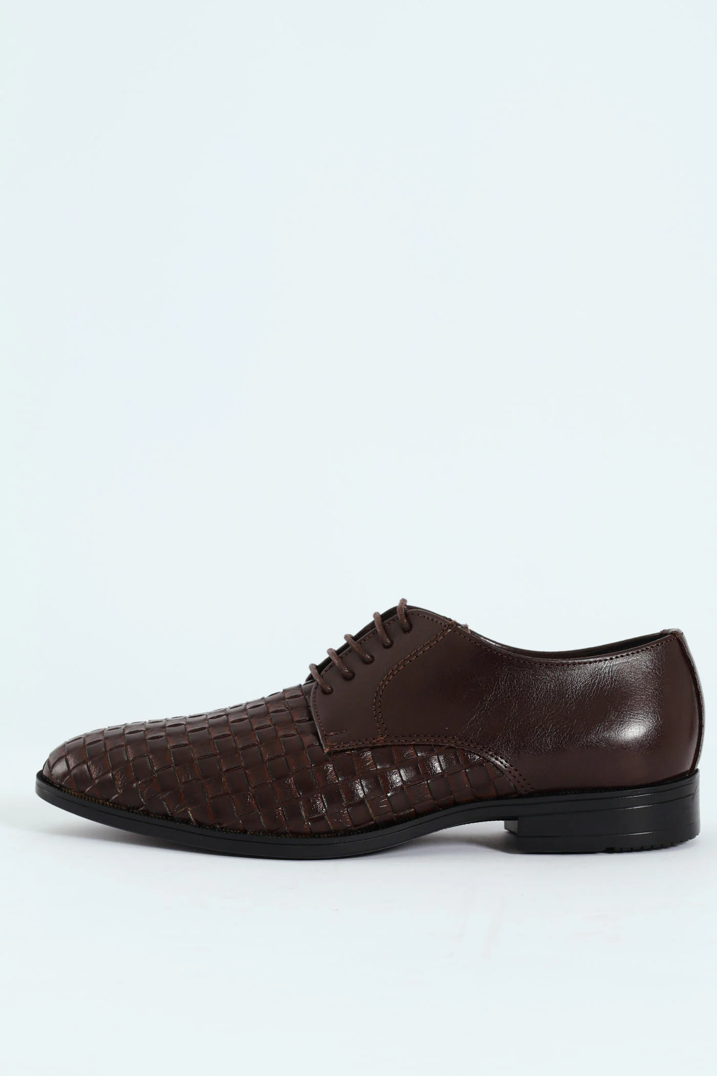Weave Upper Lace Up Formal Shoe - Chocolate - Image 6