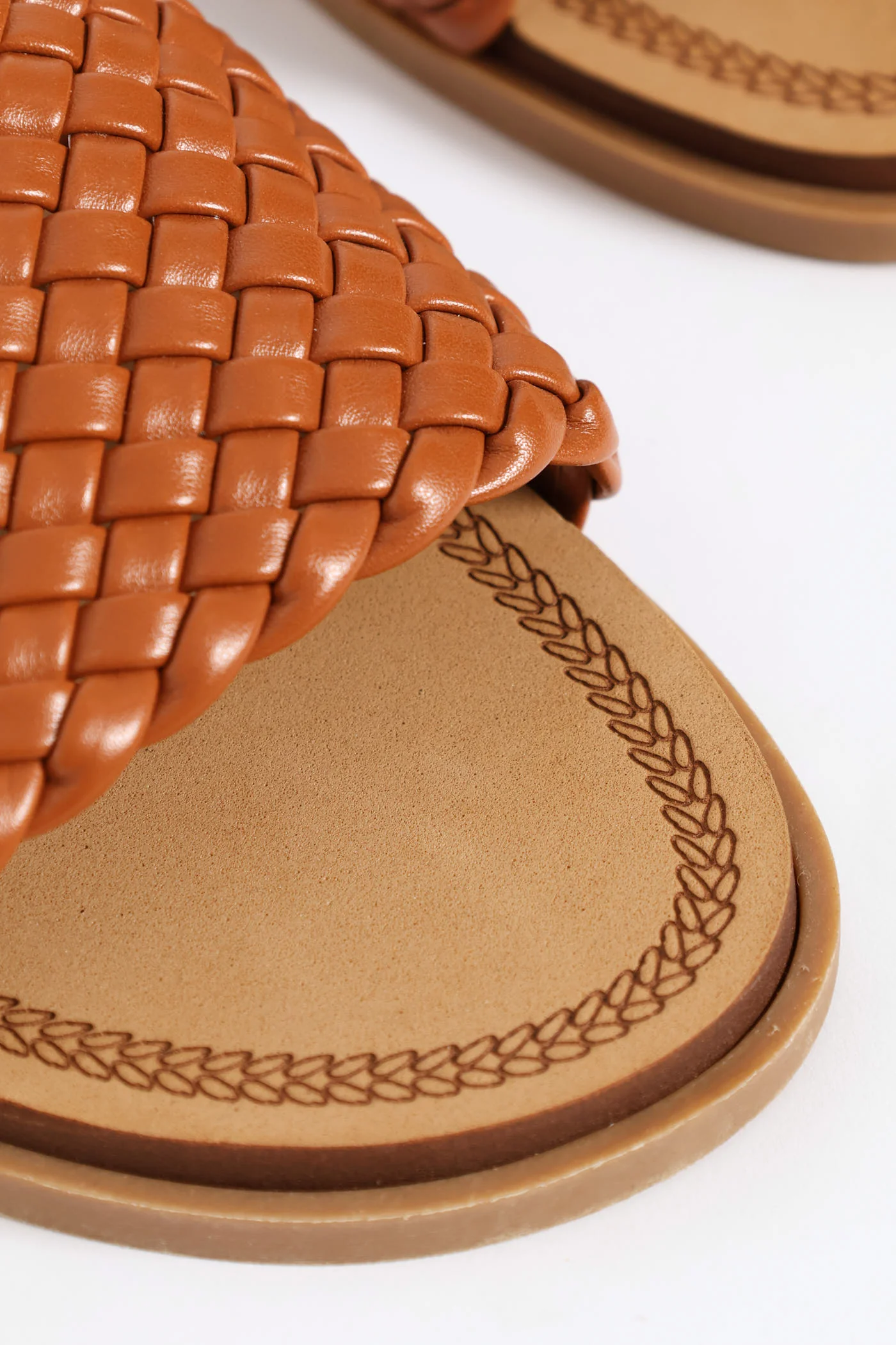 Weaved Upper On Comfort Outsole Sandal - Tan - Image 2