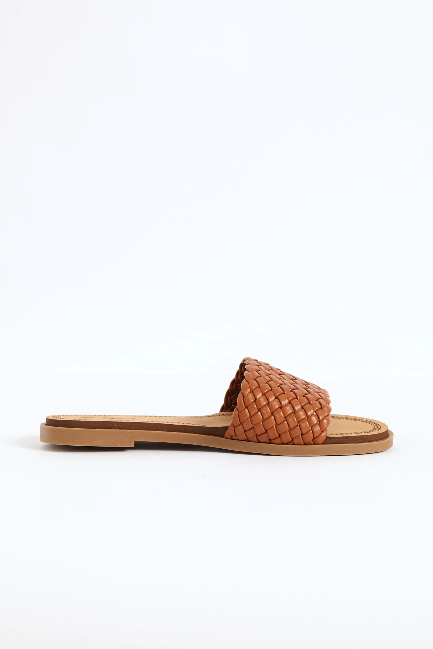 Weaved Upper On Comfort Outsole Sandal - Tan - Image 3