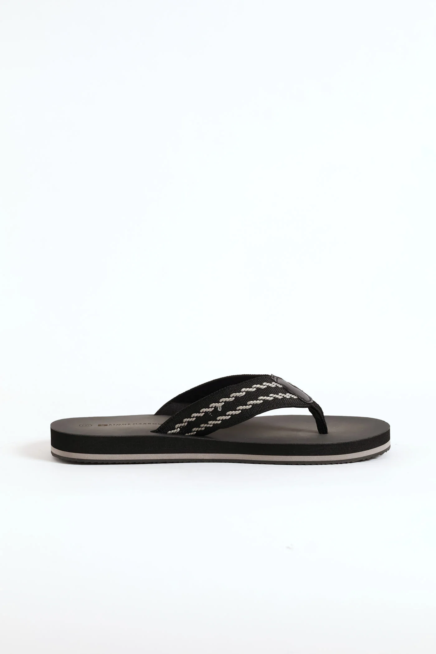 Webbed Upper Wide Vamp Sandal - Black/Grey - Image 3