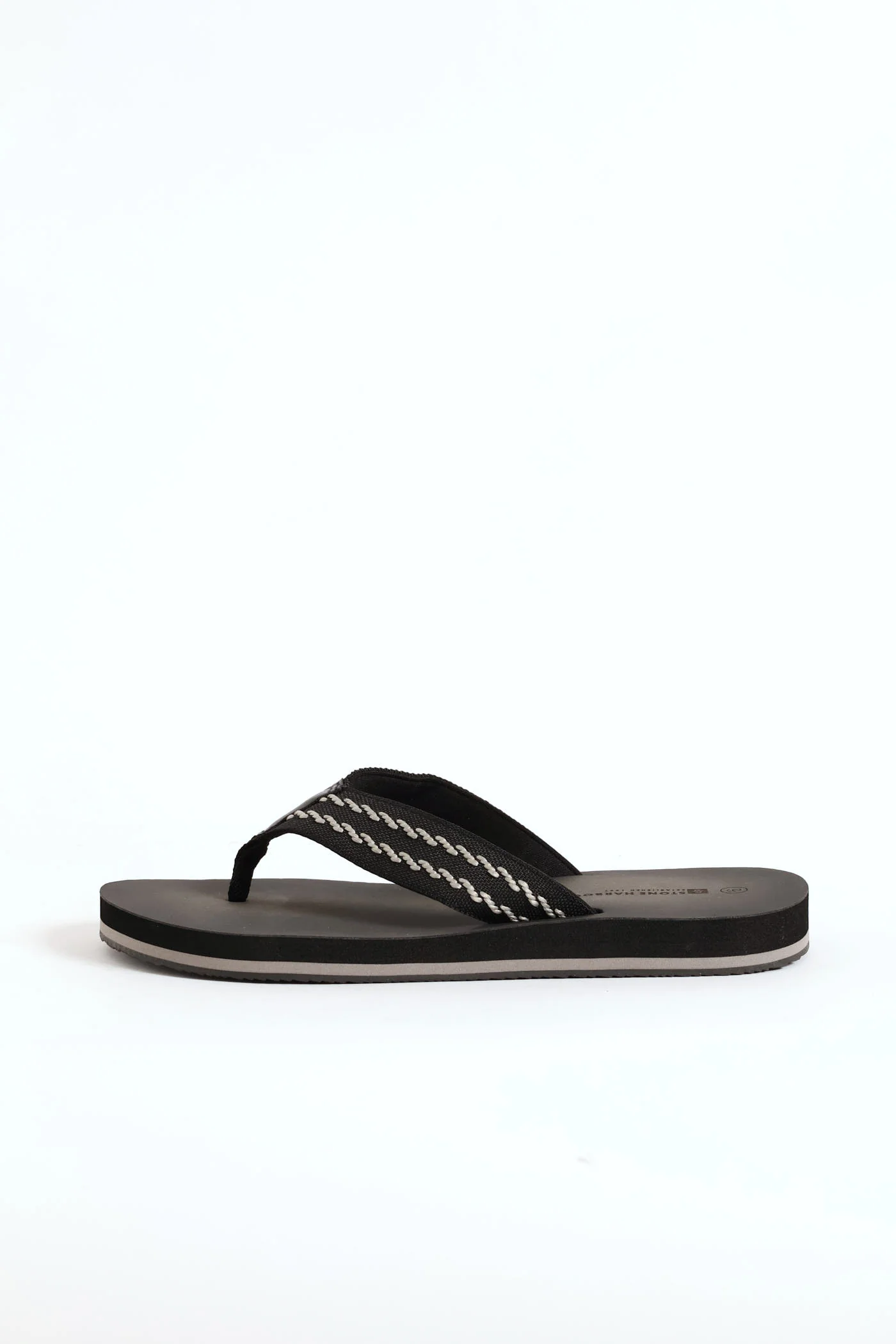 Webbed Upper Wide Vamp Sandal - Black/Grey - Image 4