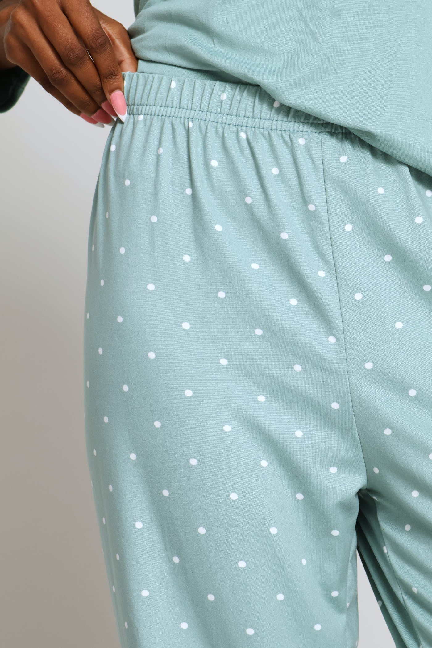 Weekend Ready Soft Touch Long Sleeve Top & Pant Set - Duck Egg - Image 3