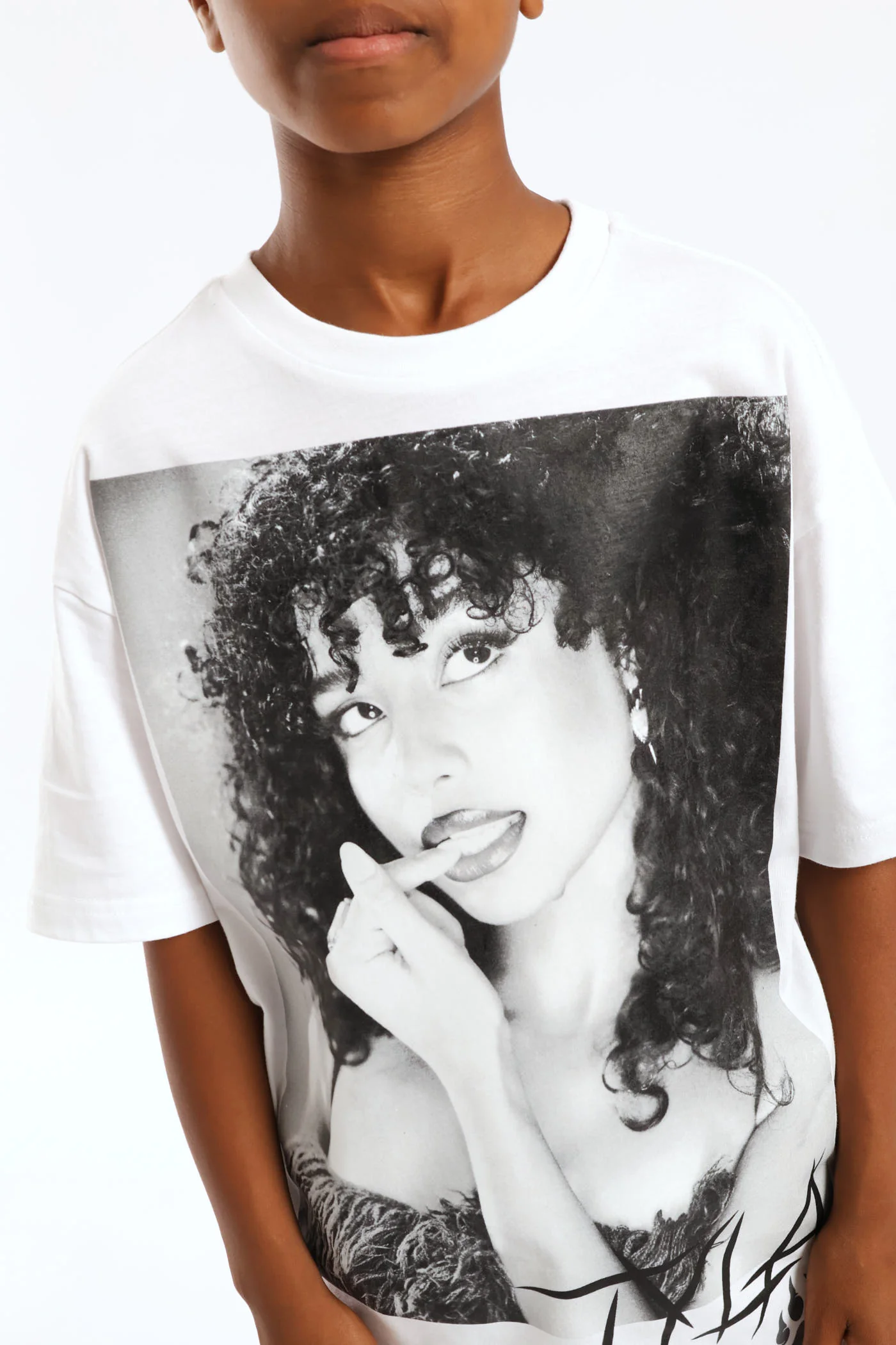White Oversized Tyla Print T-Shirt - White - Image 4