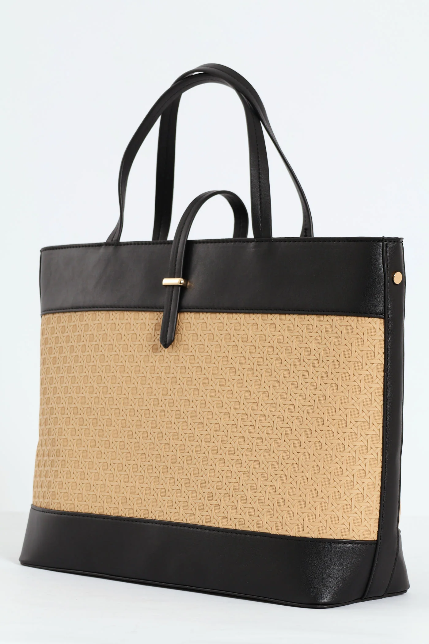 Wicker Detail Tote Bag - Black - Image 3