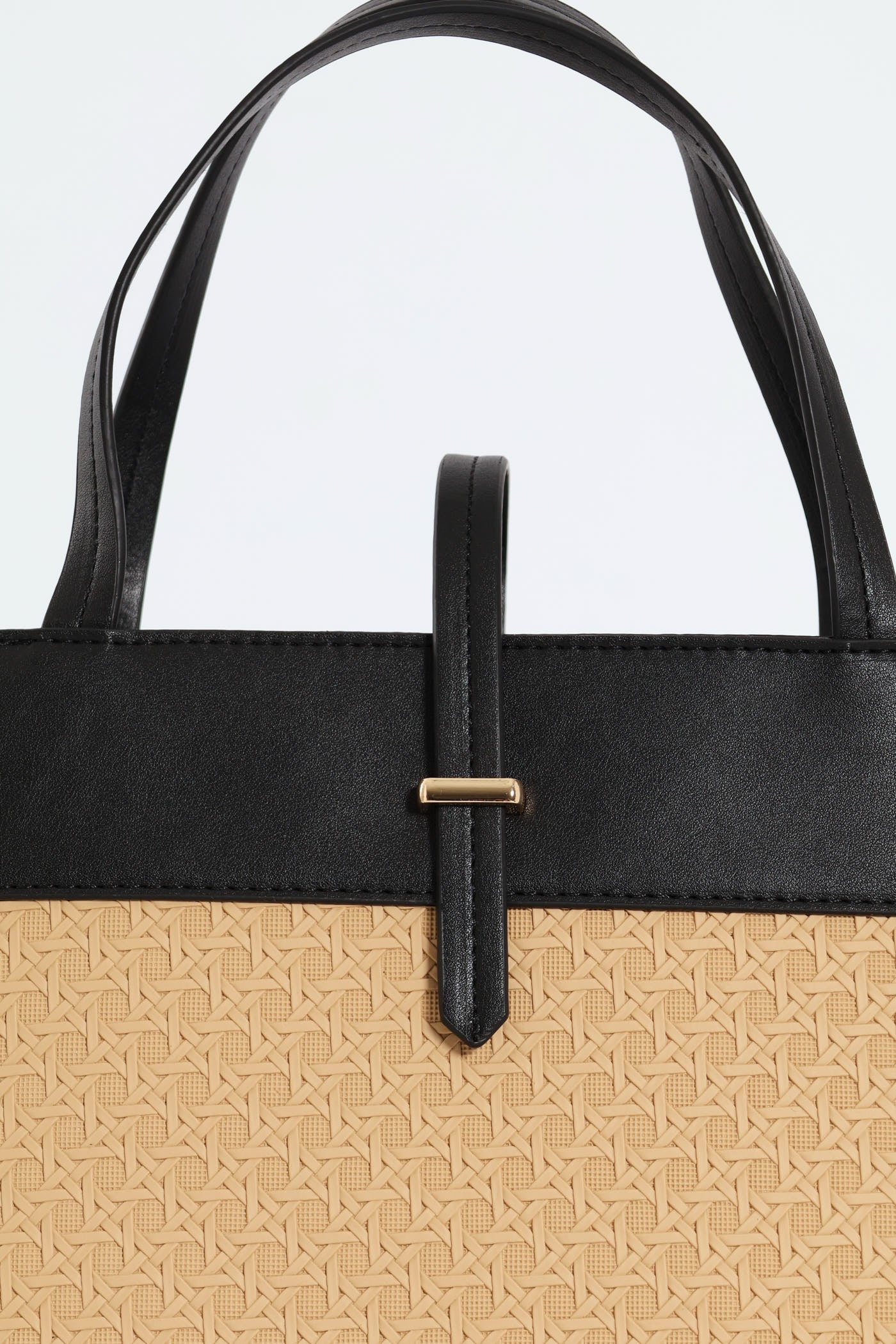 Wicker Detail Tote Bag - Black - Image 4
