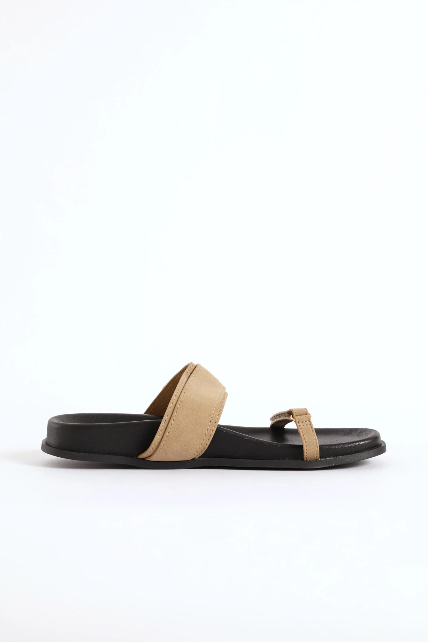 Wide And Narrow Band Slide Sandal - Stone - Image 4