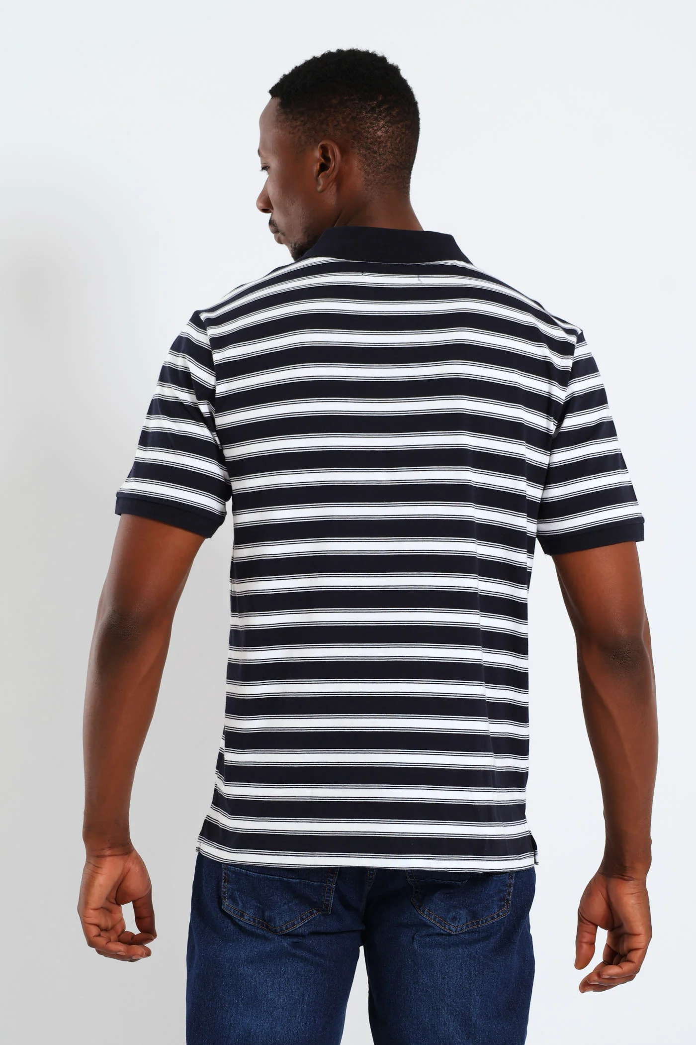 Wide & Thin Stripe Golfer - Navy - Image 3
