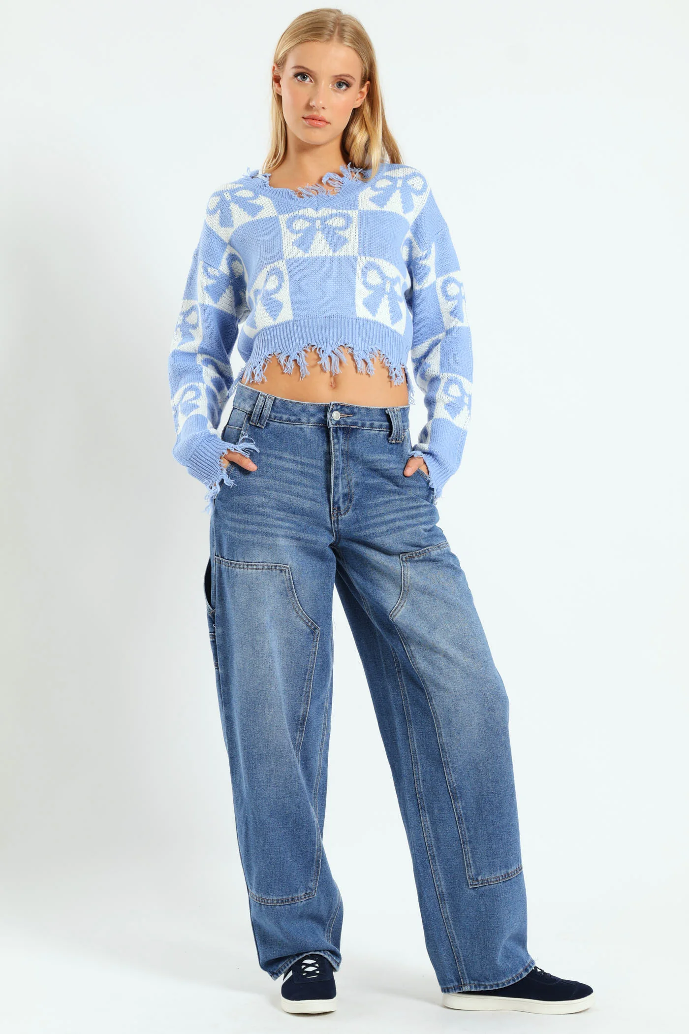 Wide Balloon Fit Carpenter Jean - Mid Blue - Image 2