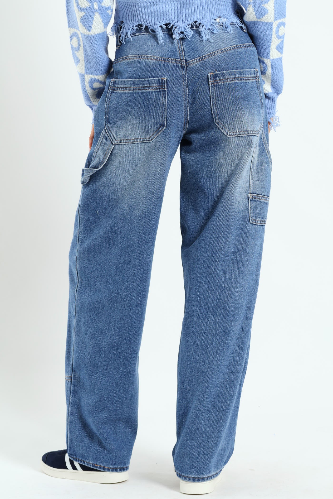 Wide Balloon Fit Carpenter Jean - Mid Blue - Image 5