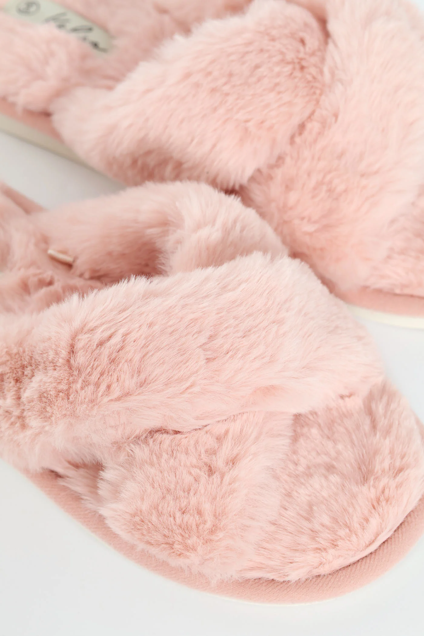 Wide Crosstrap Fur Mule Slipper - Mauve - Image 2