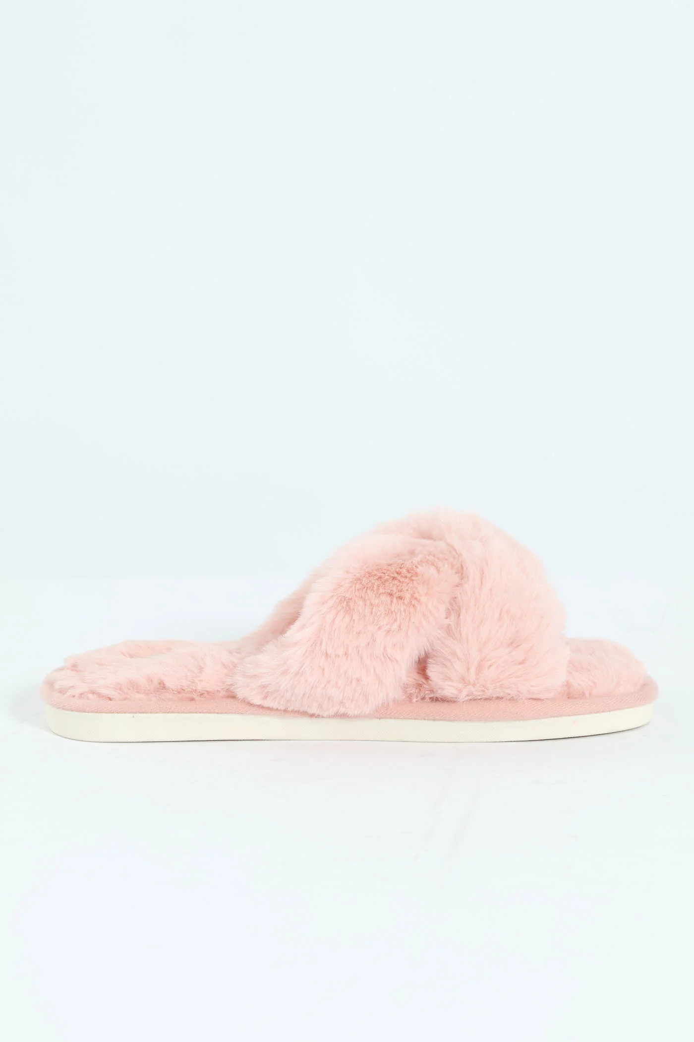 Wide Crosstrap Fur Mule Slipper - Mauve - Image 3