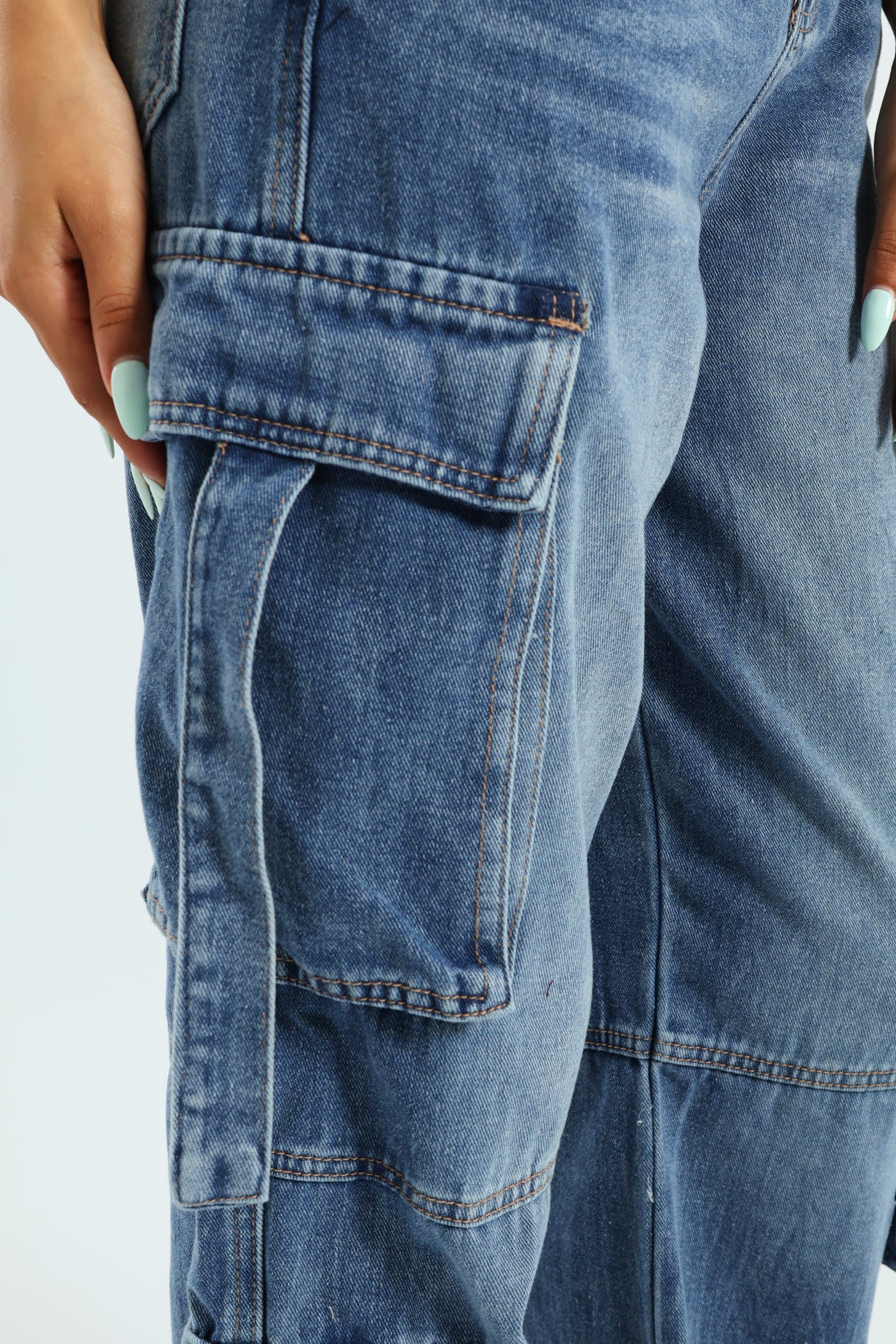 Wide Leg Cargo Jean - Salty Mid Wash - Image 2