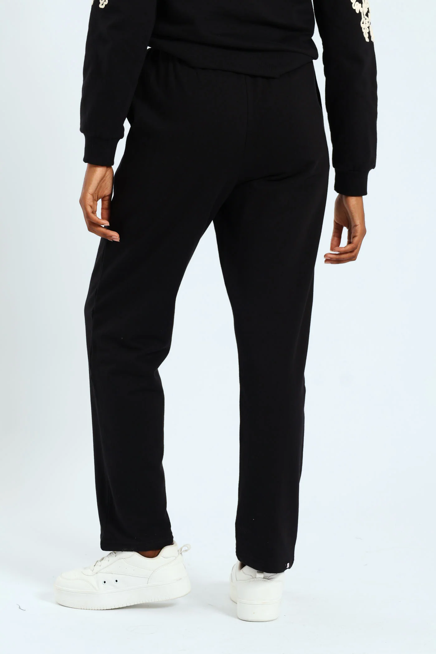 Wide Leg Cotton Fleece Jogger - Black - Image 3