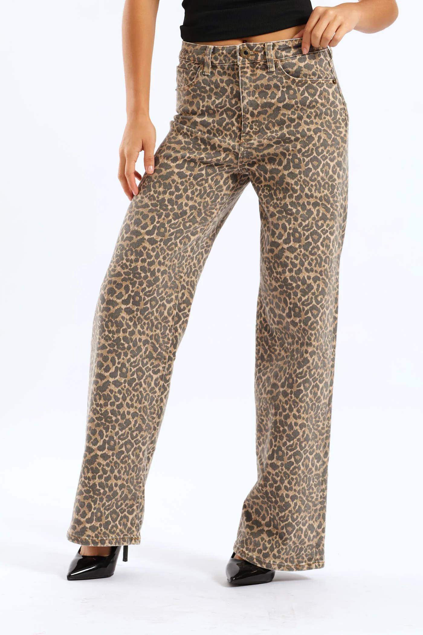 Wide Leg Denim - Animal Print - Image 2