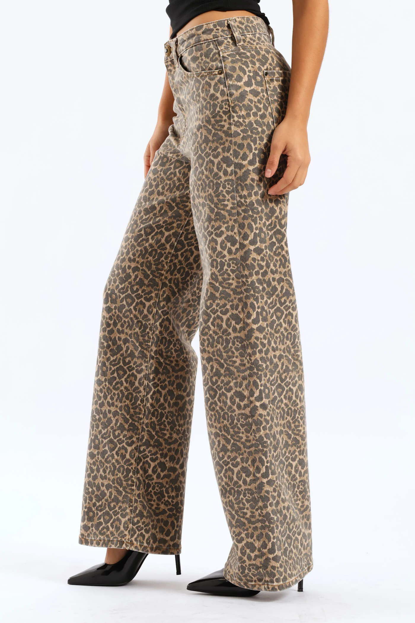 Wide Leg Denim - Animal Print - Image 4