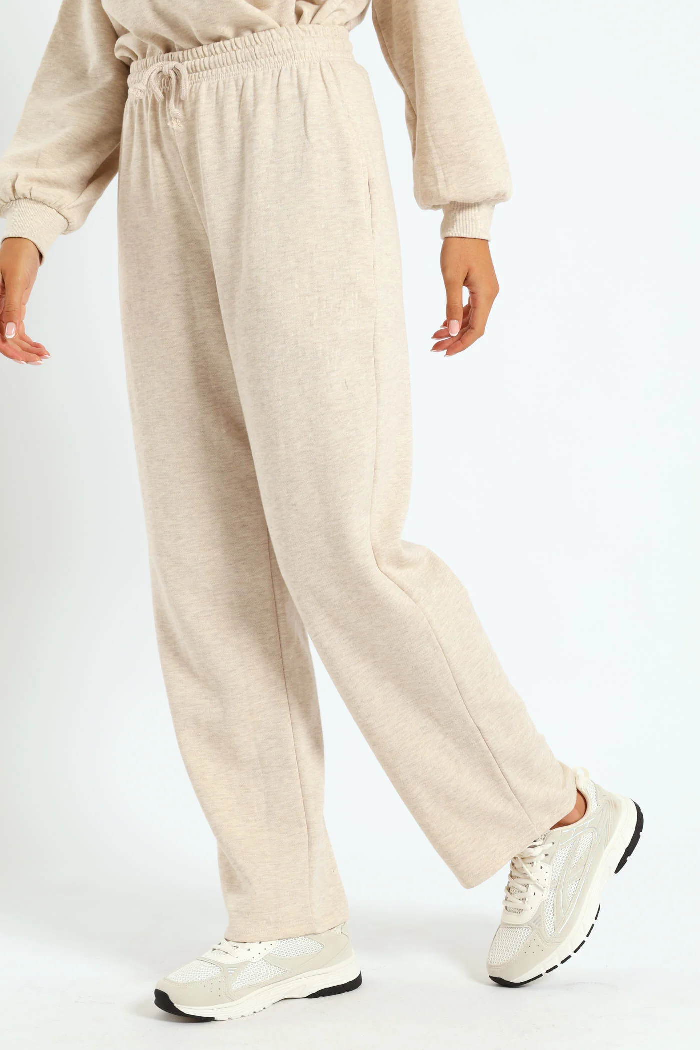 Wide Leg Jogger - Oatmeal Melange - Image 3