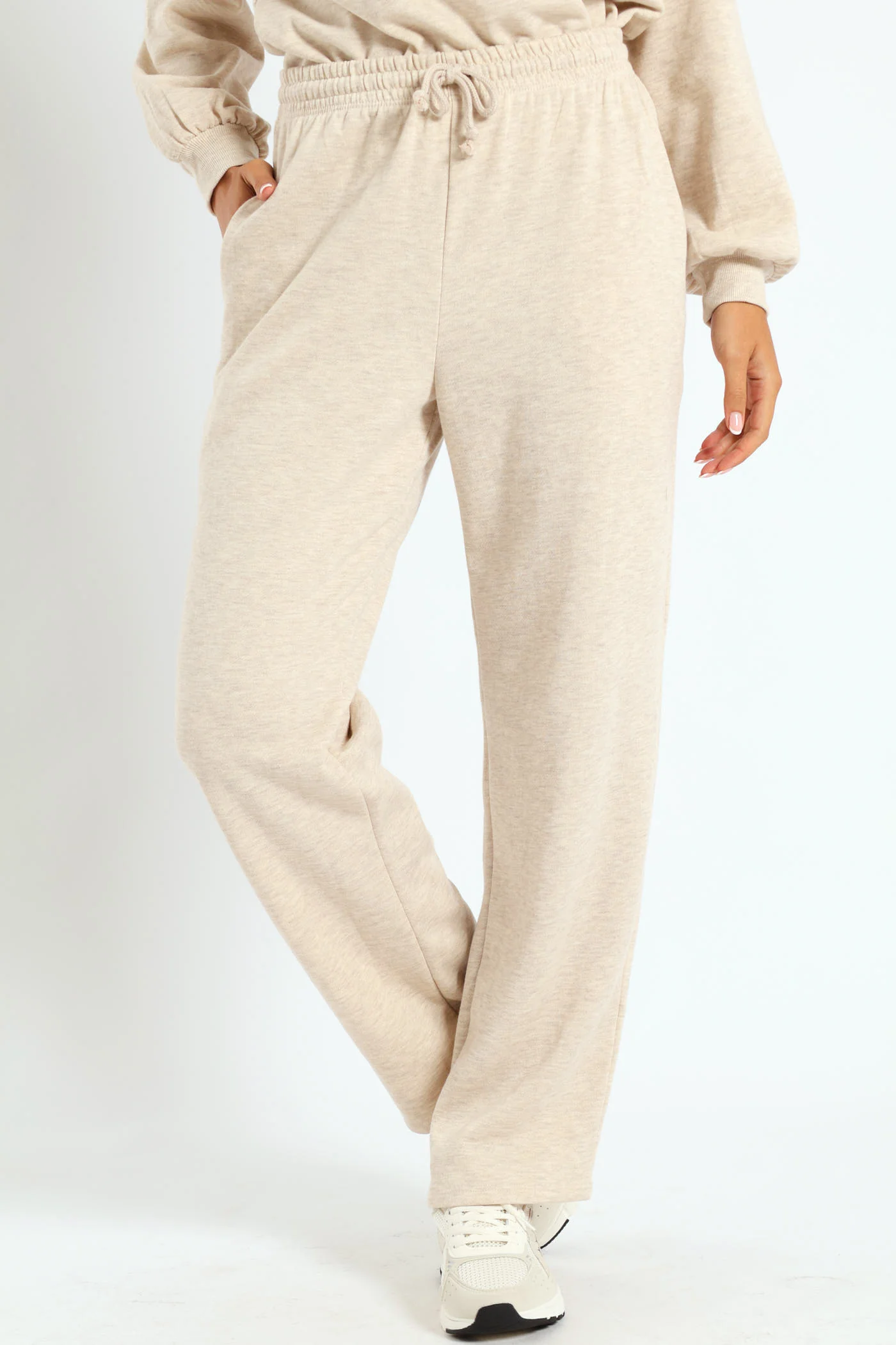 Wide Leg Jogger - Oatmeal Melange - Image 4