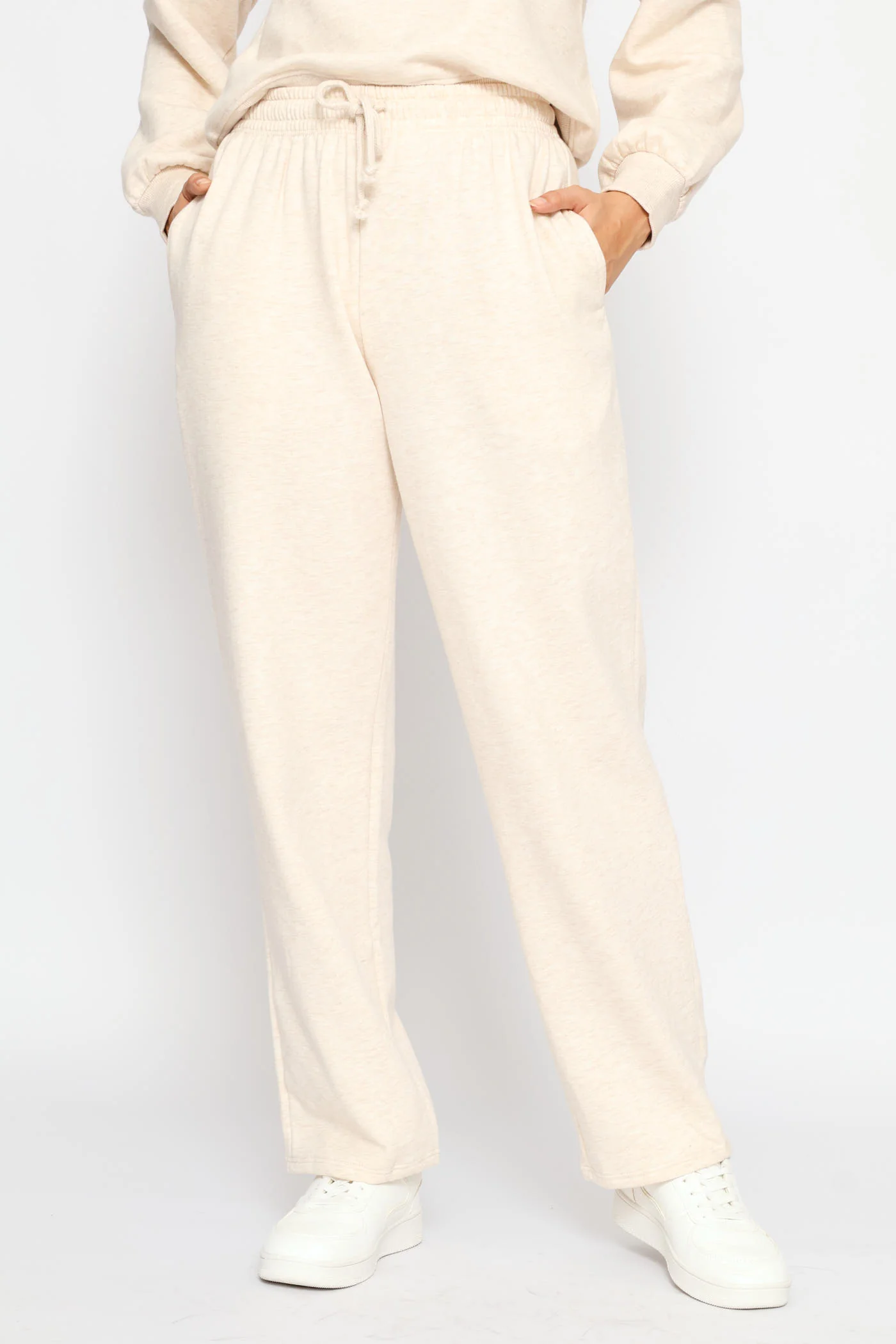 Wide Leg Jogger - Oatmeal Melange - Image 2
