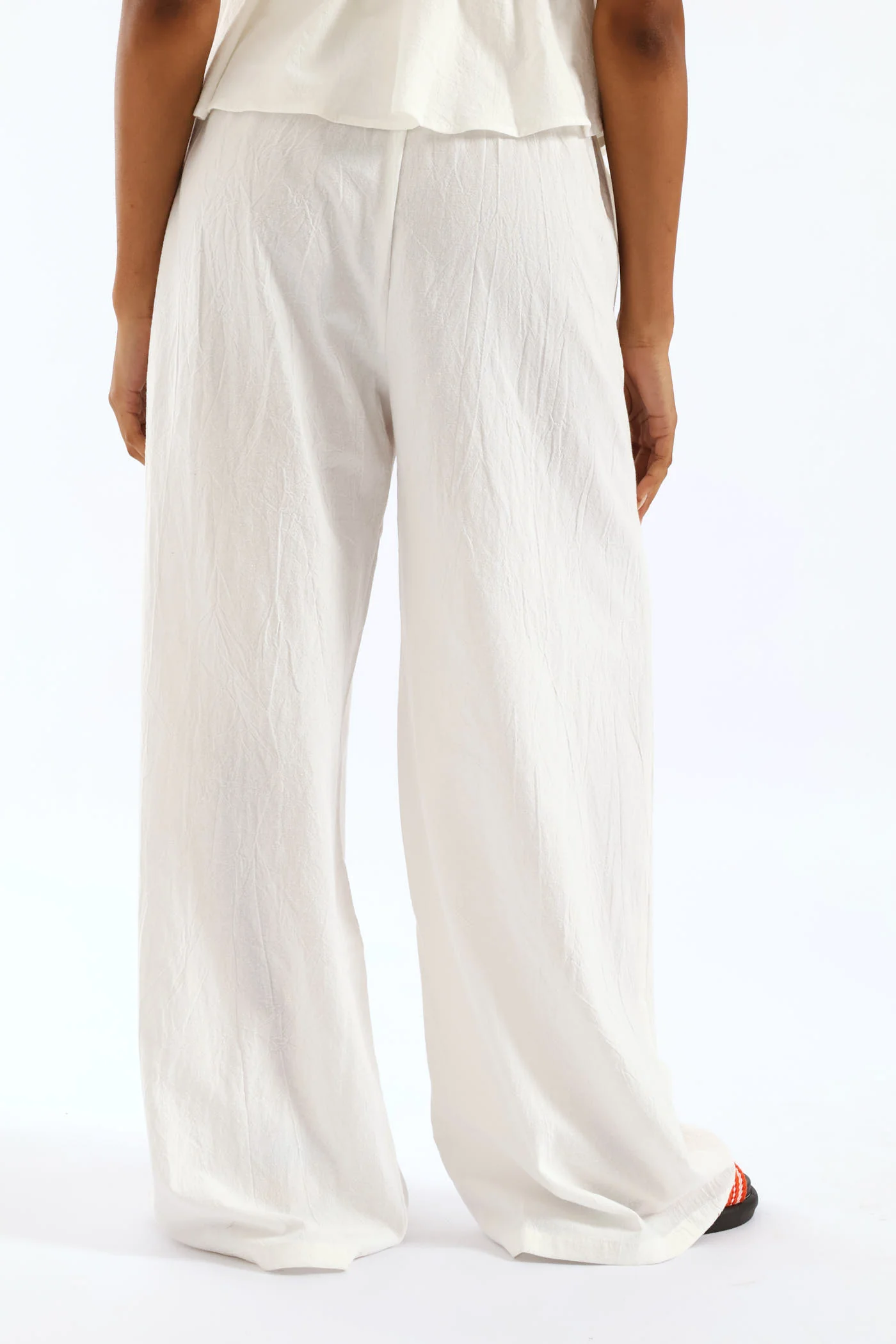 Wide Leg Rustic Trouser - White - Image 4