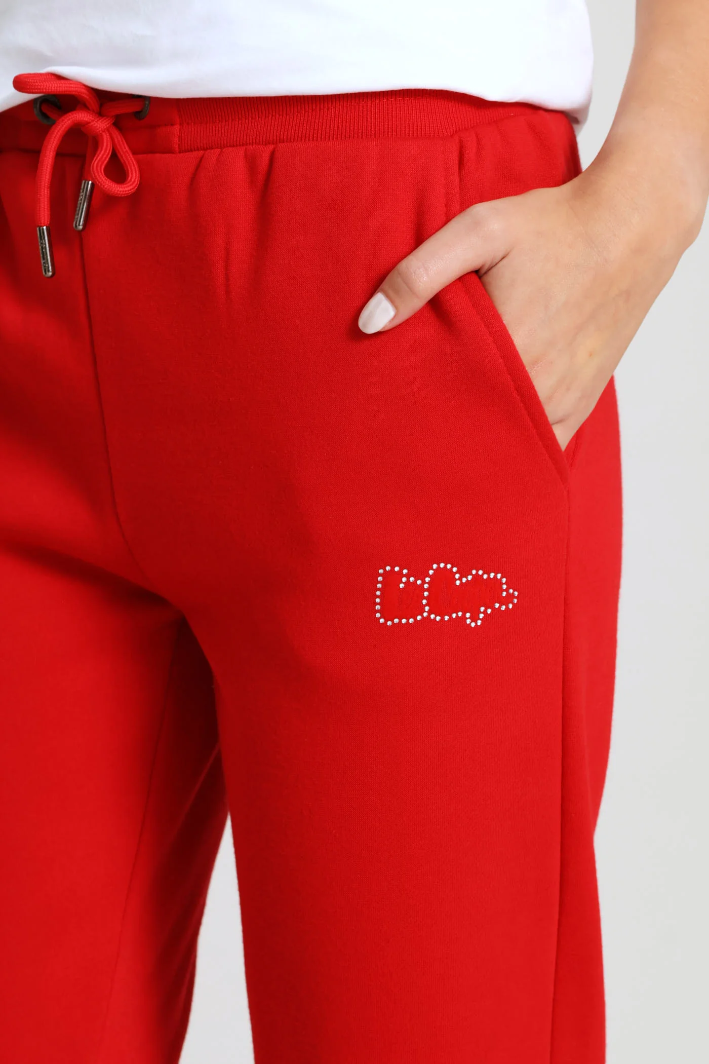 Wide Leg Sweatpants - Red - Image 2