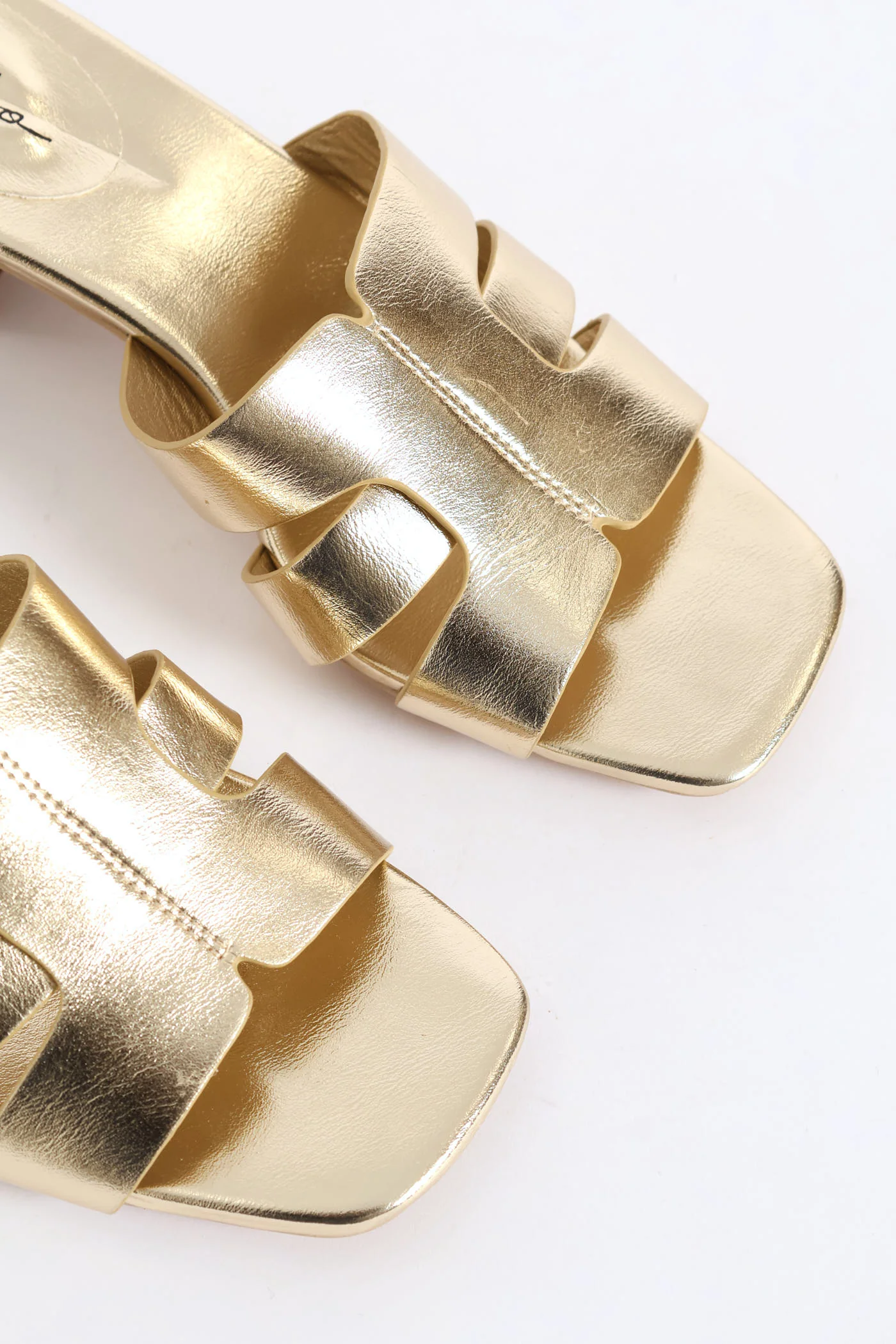 Wide Strap Block Mule Heel - Gold - Image 2