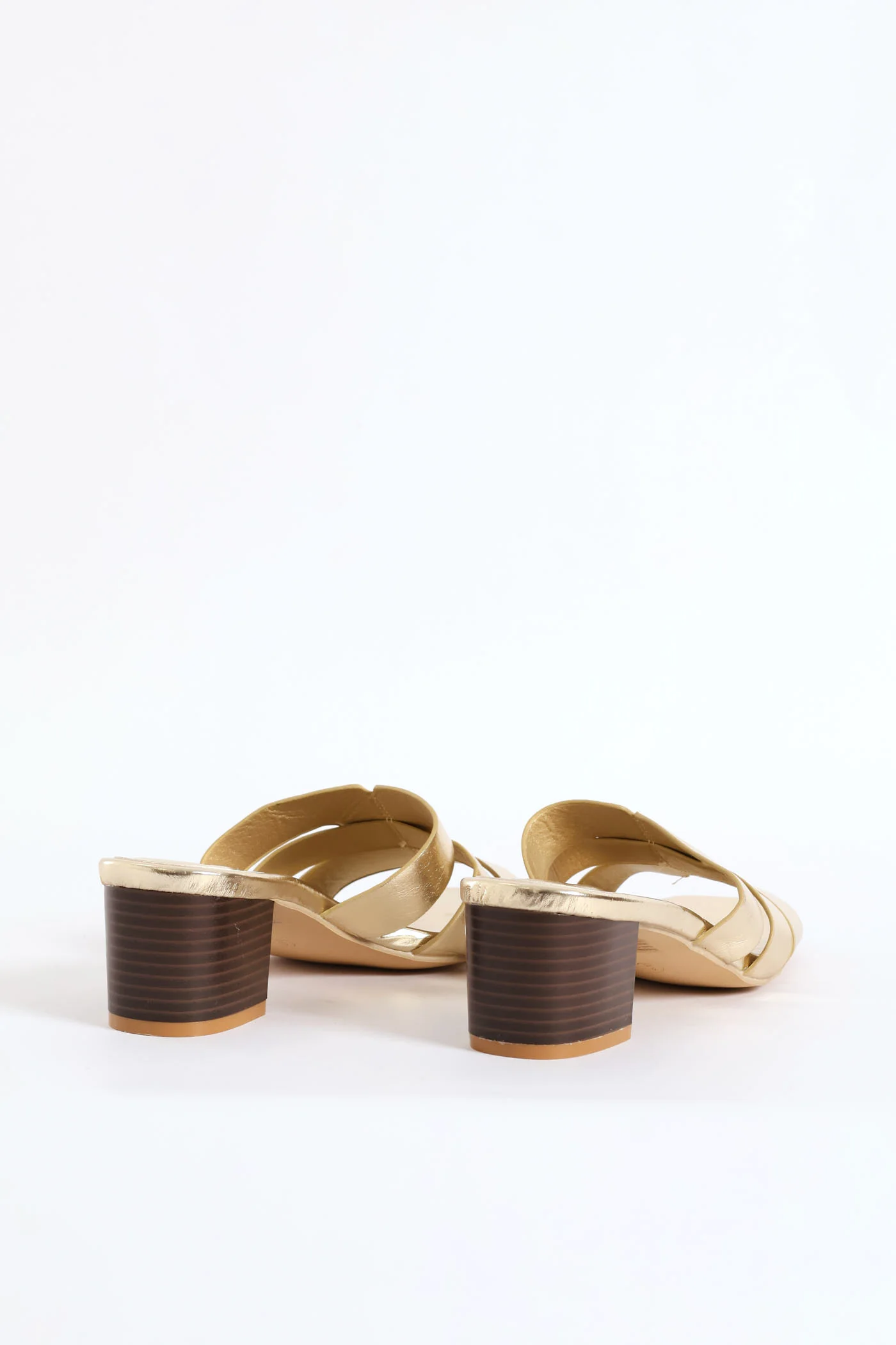 Wide Strap Block Mule Heel - Gold - Image 6