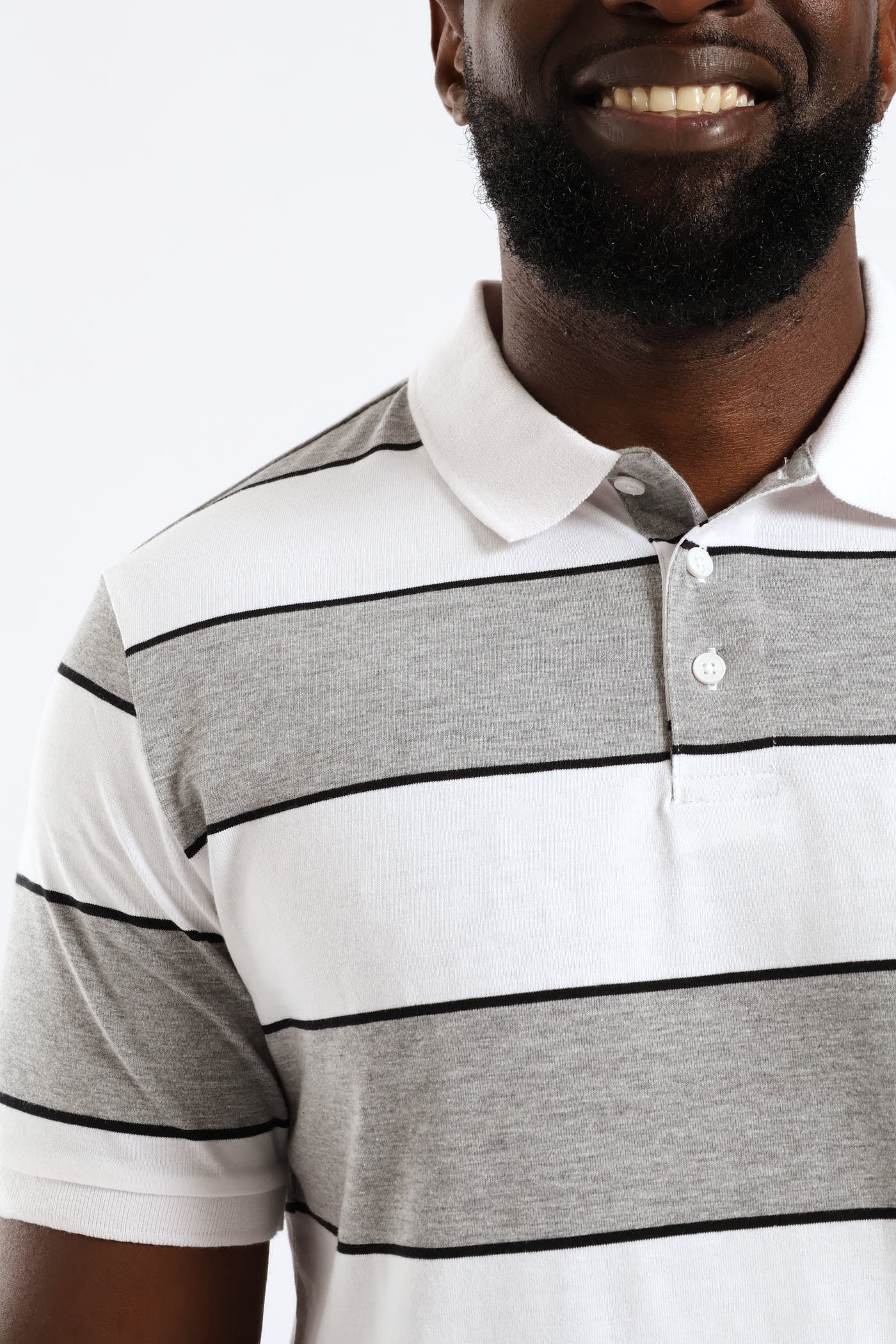Wide Stripe Golfer - Black/White/Grey Melange - Image 2