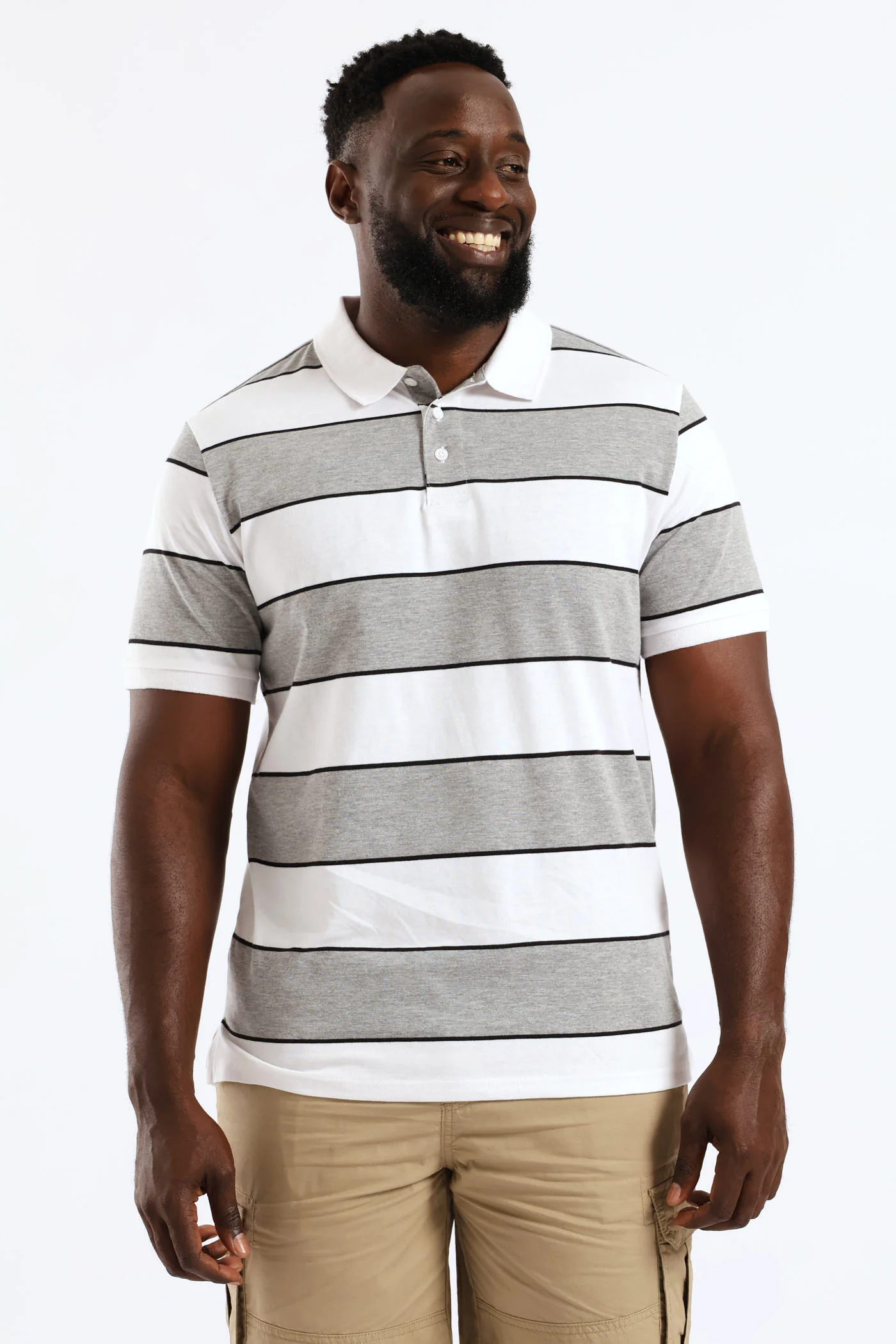 Wide Stripe Golfer - Black/White/Grey Melange - Image 3