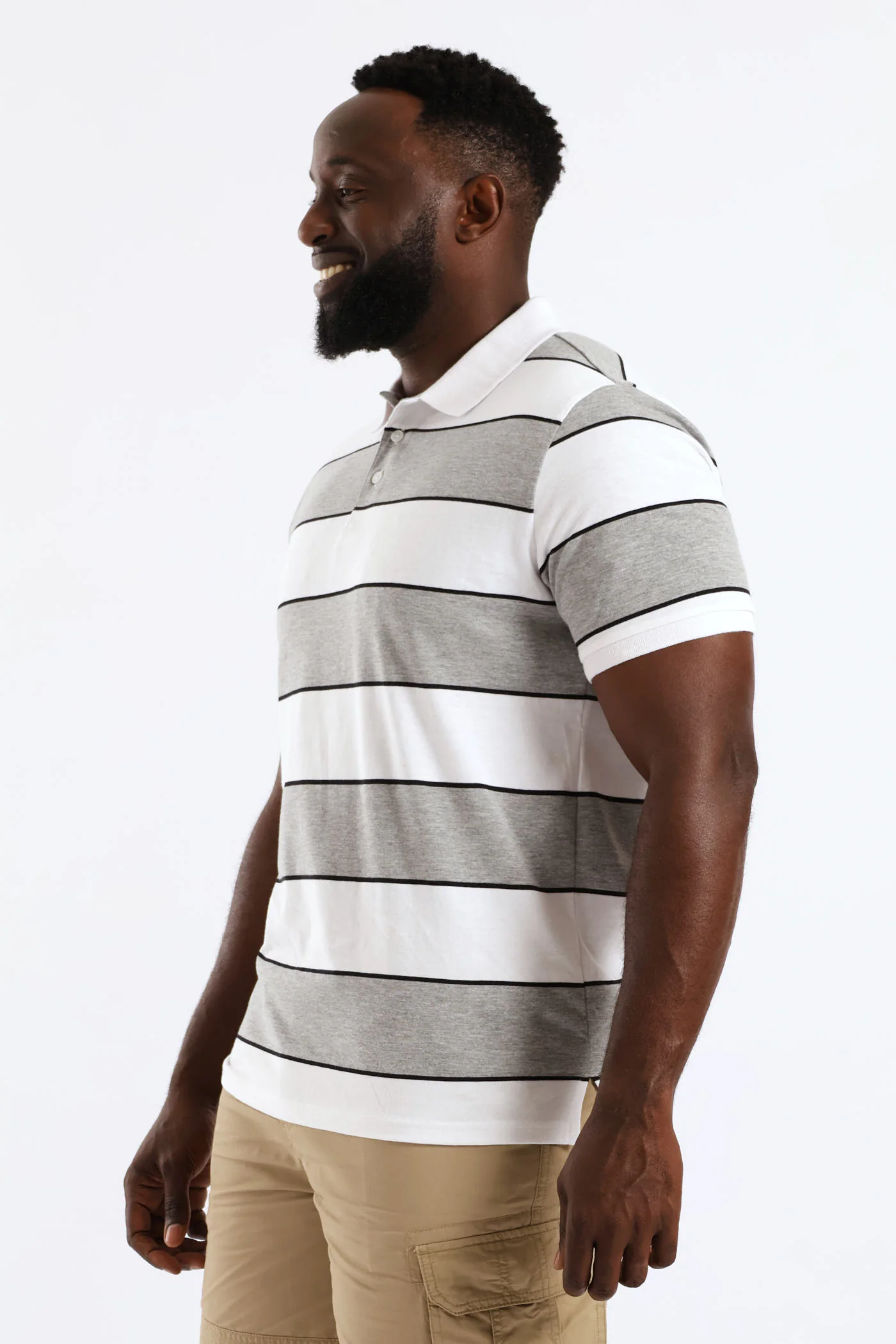 Wide Stripe Golfer - Black/White/Grey Melange - Image 4