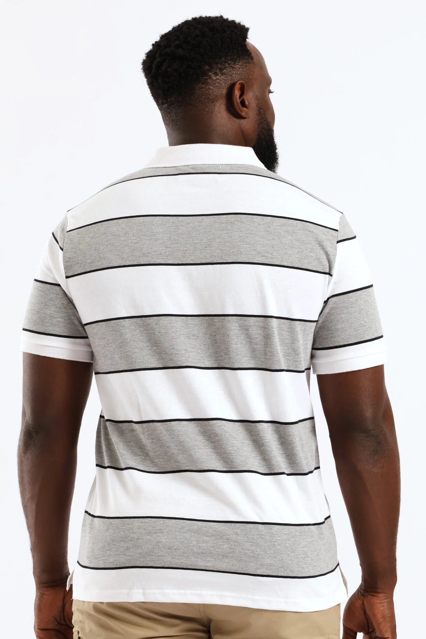 Wide Stripe Golfer - Black/White/Grey Melange - Image 5