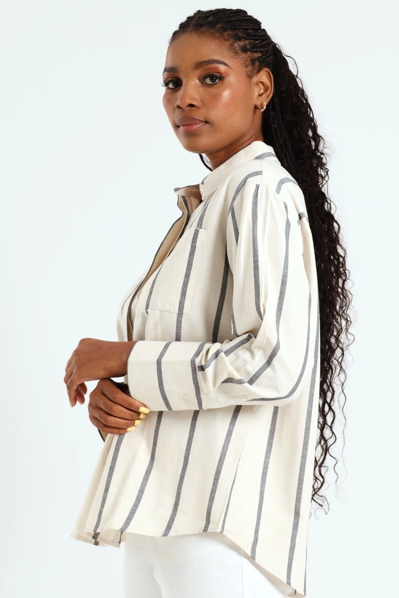Wide Striped Shirt - Black/Cream - Image 2