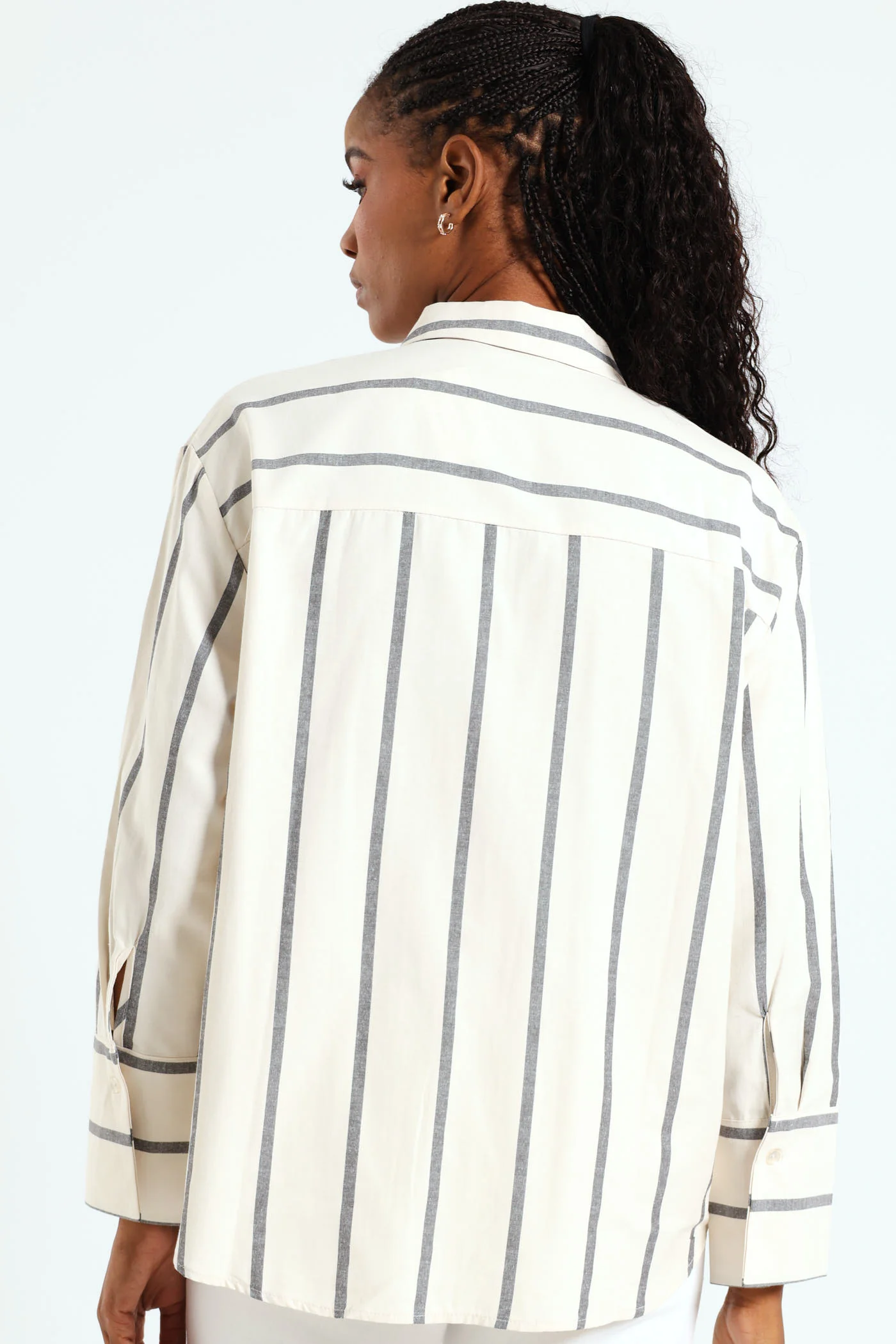Wide Striped Shirt - Black/Cream - Image 3