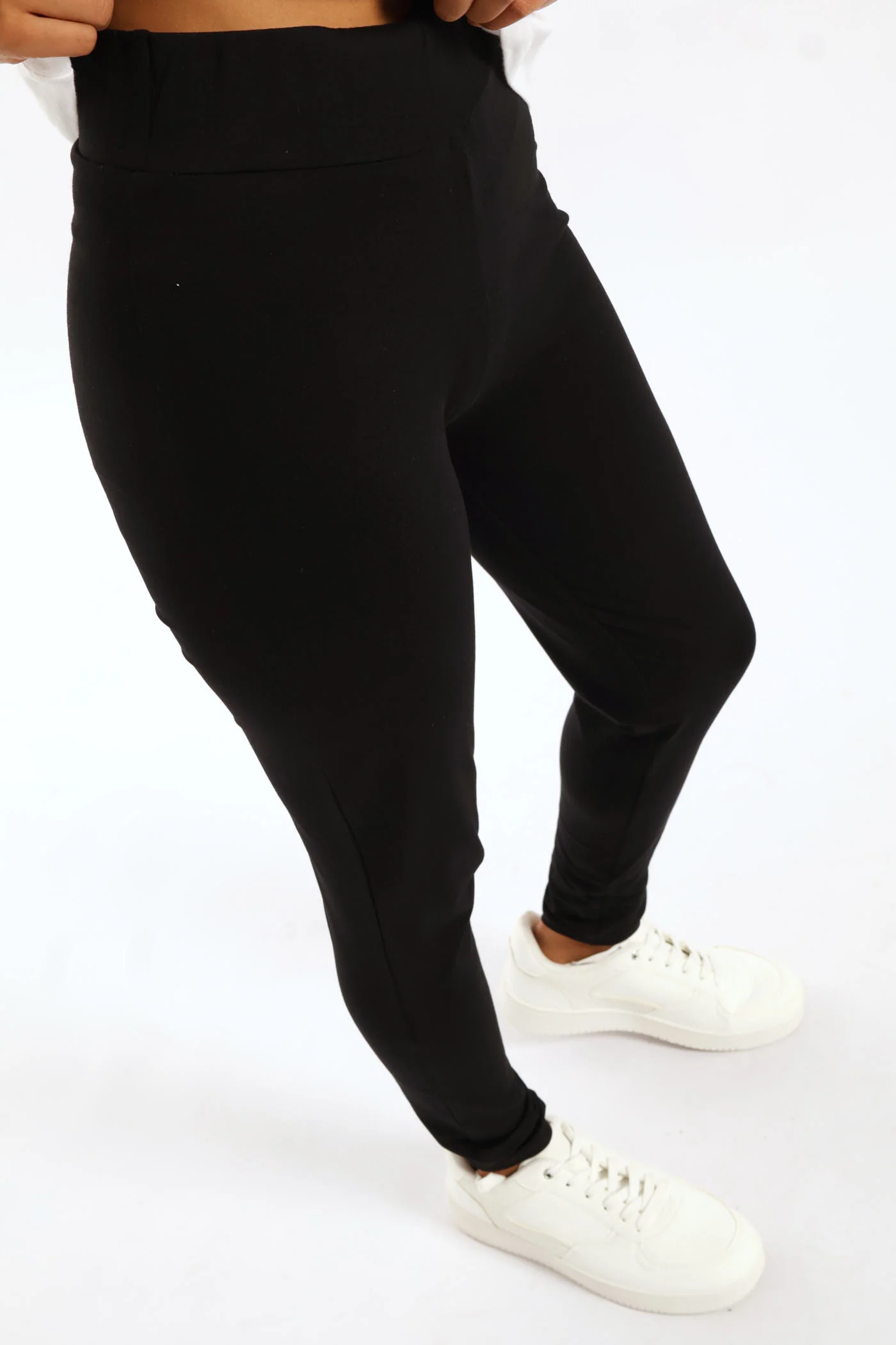 Wide Waistband Basic Legging - Black - Image 2