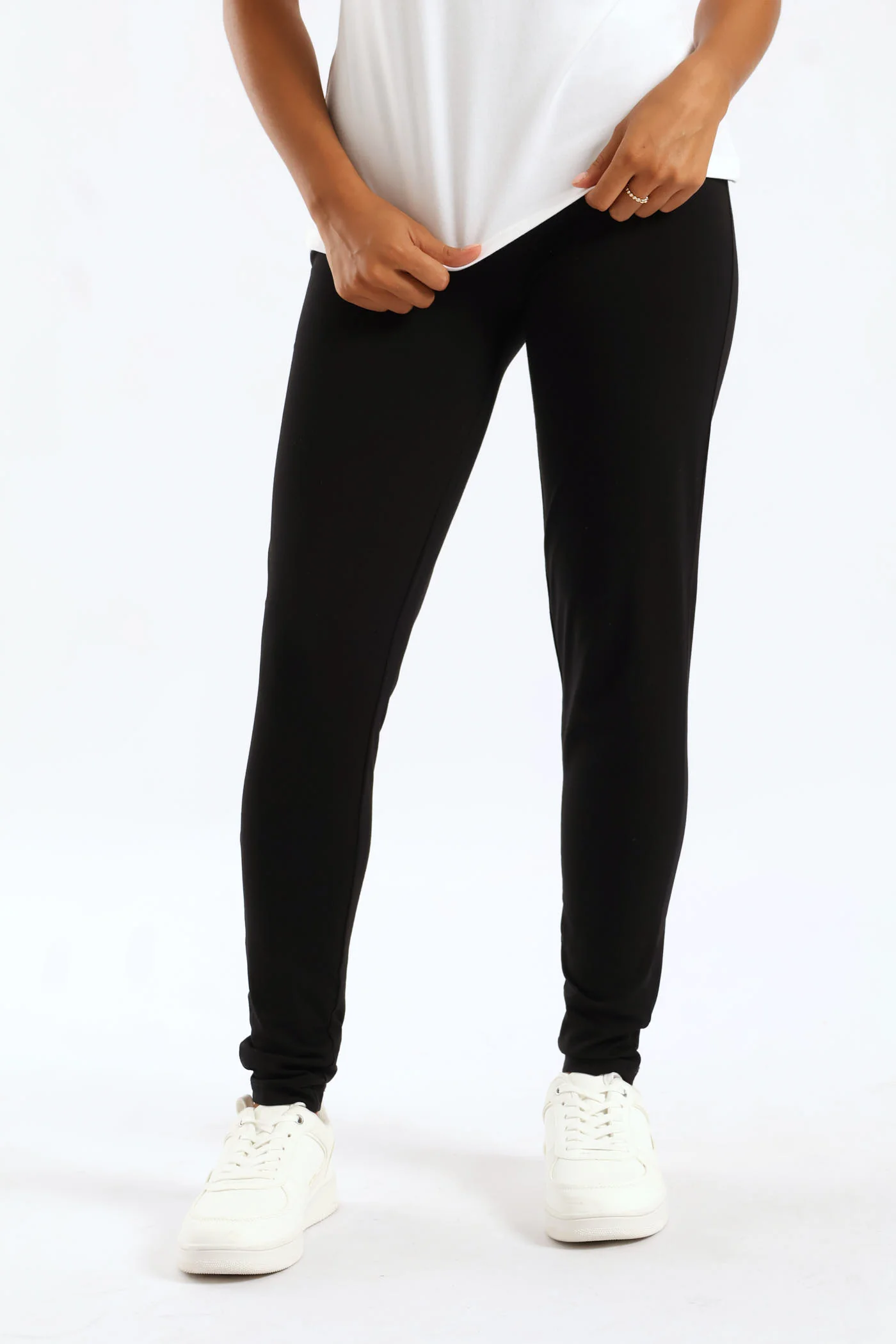 Wide Waistband Basic Legging - Black - Image 3